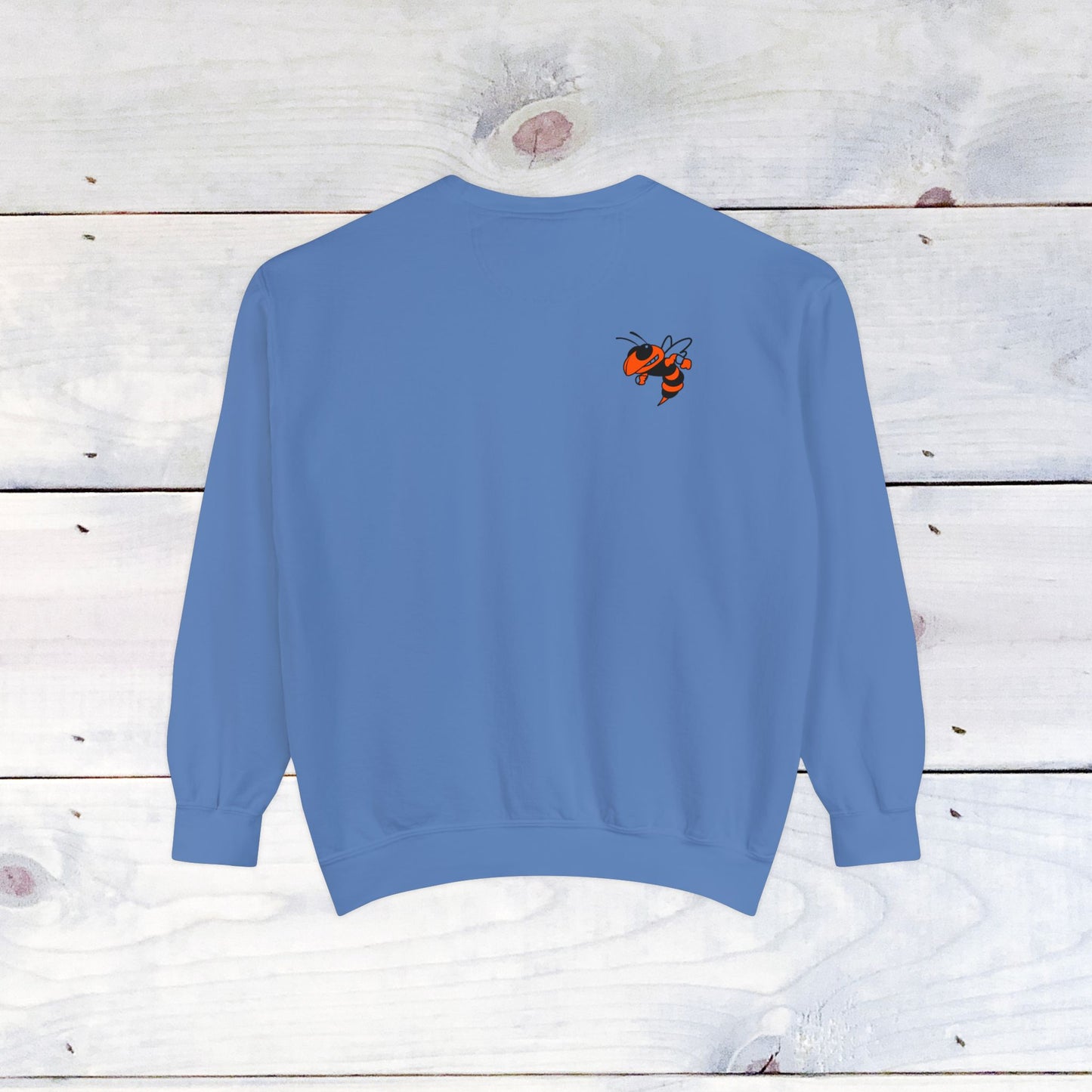 Old School R front, Small Fighting Stinger on back Comfort Colors Sweater