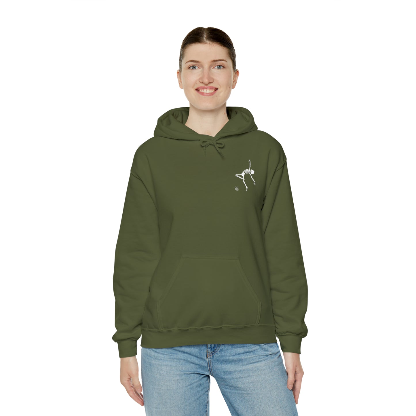 Dancing Skeleton Hoodie- Dancing Skeleton Front- Multi -Dancing Skeleton Back, Mutliple Color Options, Unisex Heavy Blend™ Hooded Sweatshirt