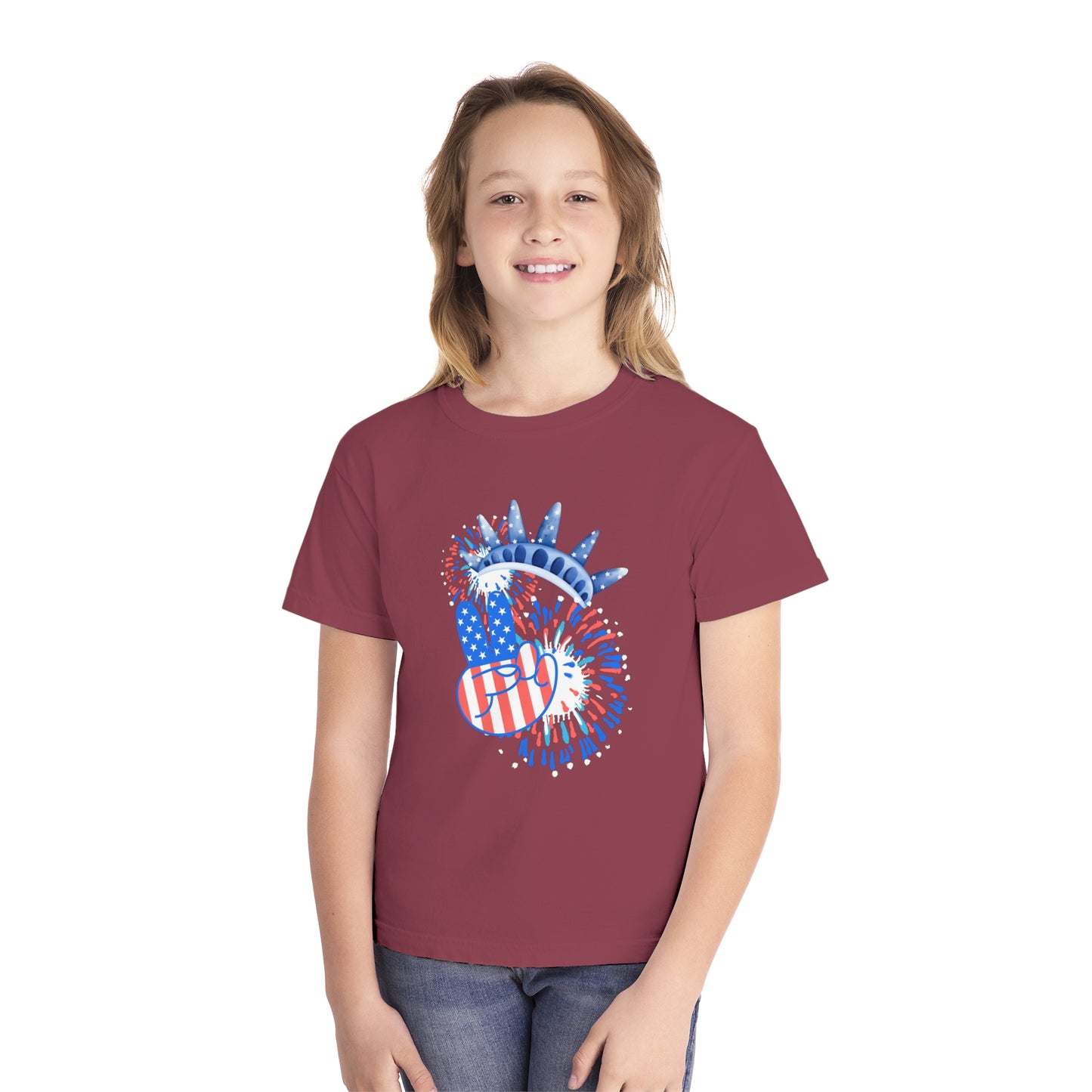 Peace, Crown, & Fireworks Comfort Colors Youth Tee