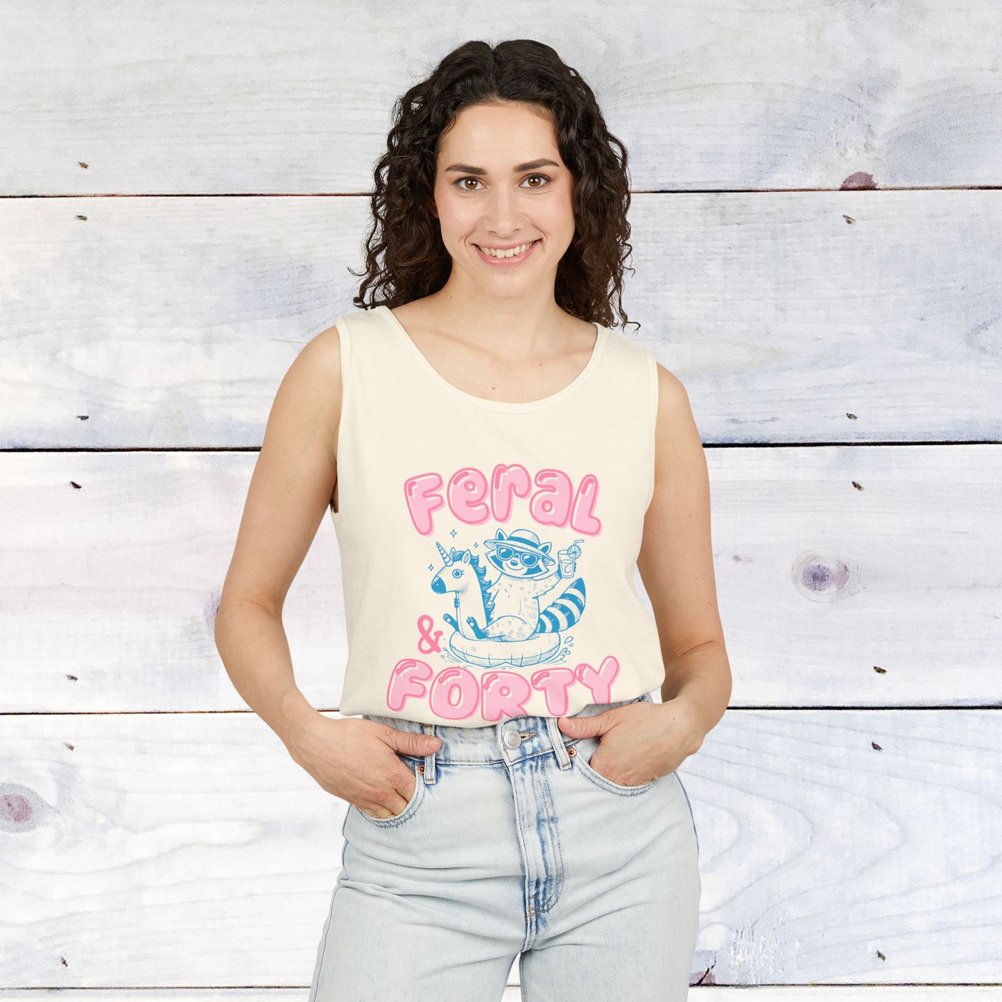 Feral and Forty Floatie Comfort Colors Tank Top