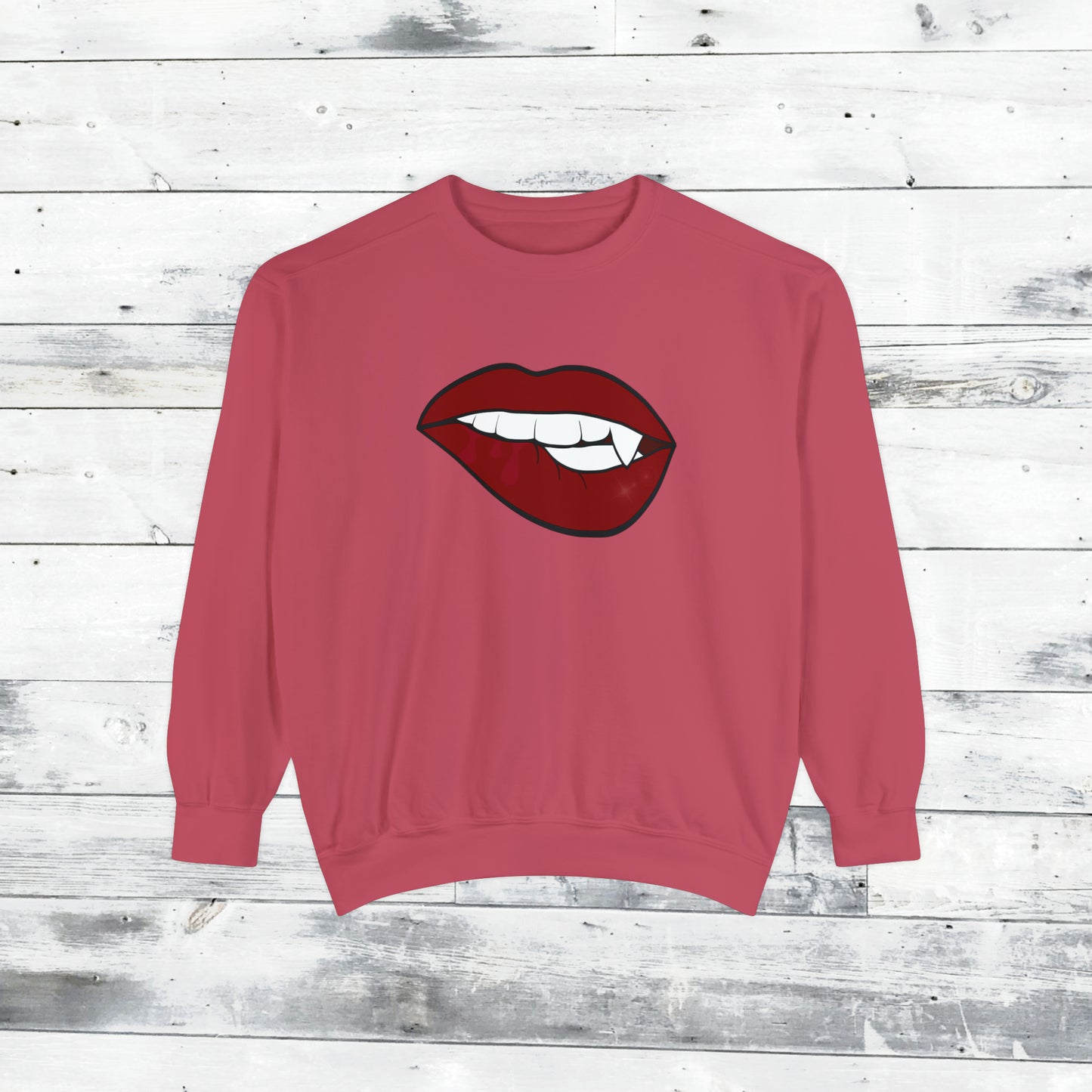 Biting Lip Vampire Fang Comfort Colors Sweater