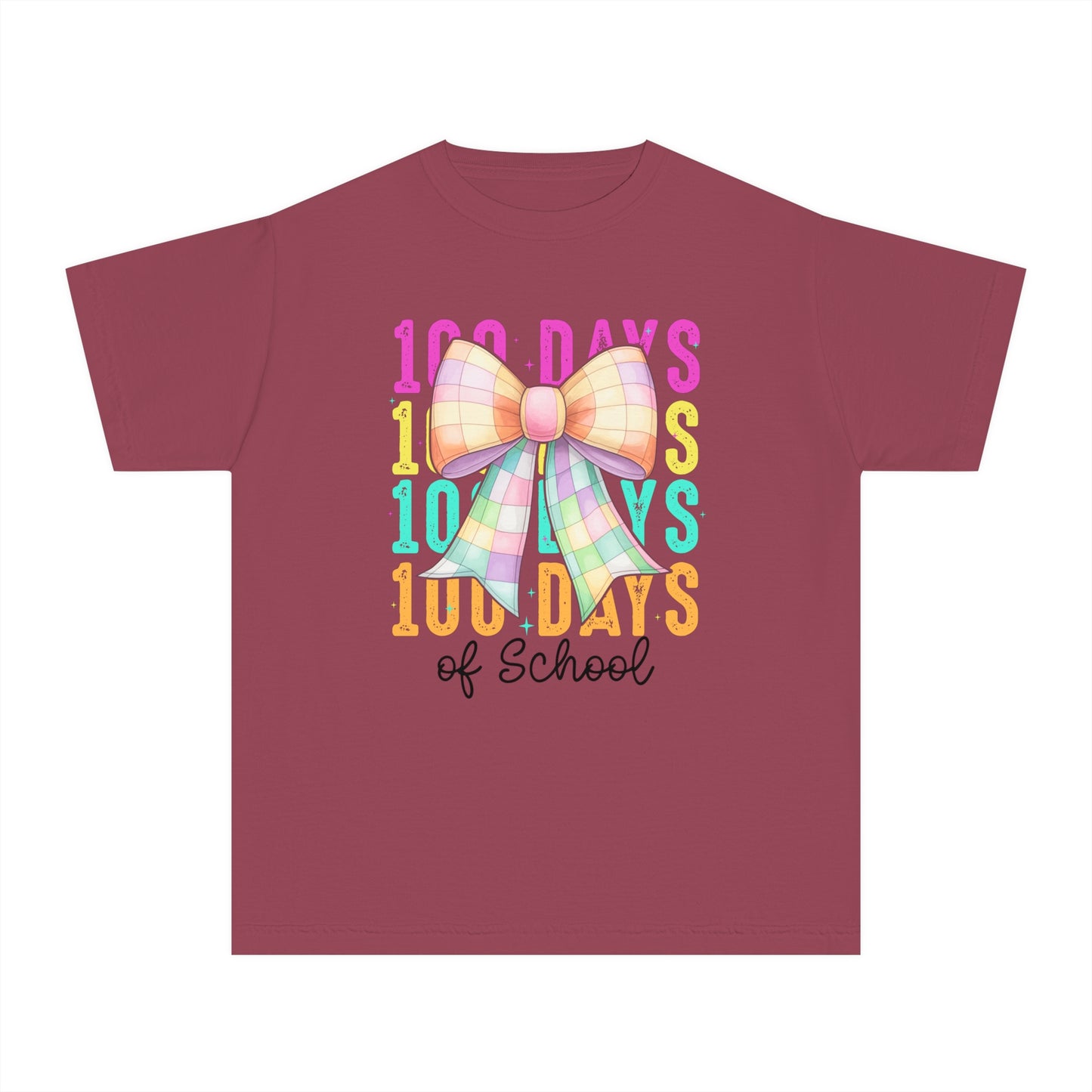 Youth 100 Days Disco Bow Comfort Colors Tee