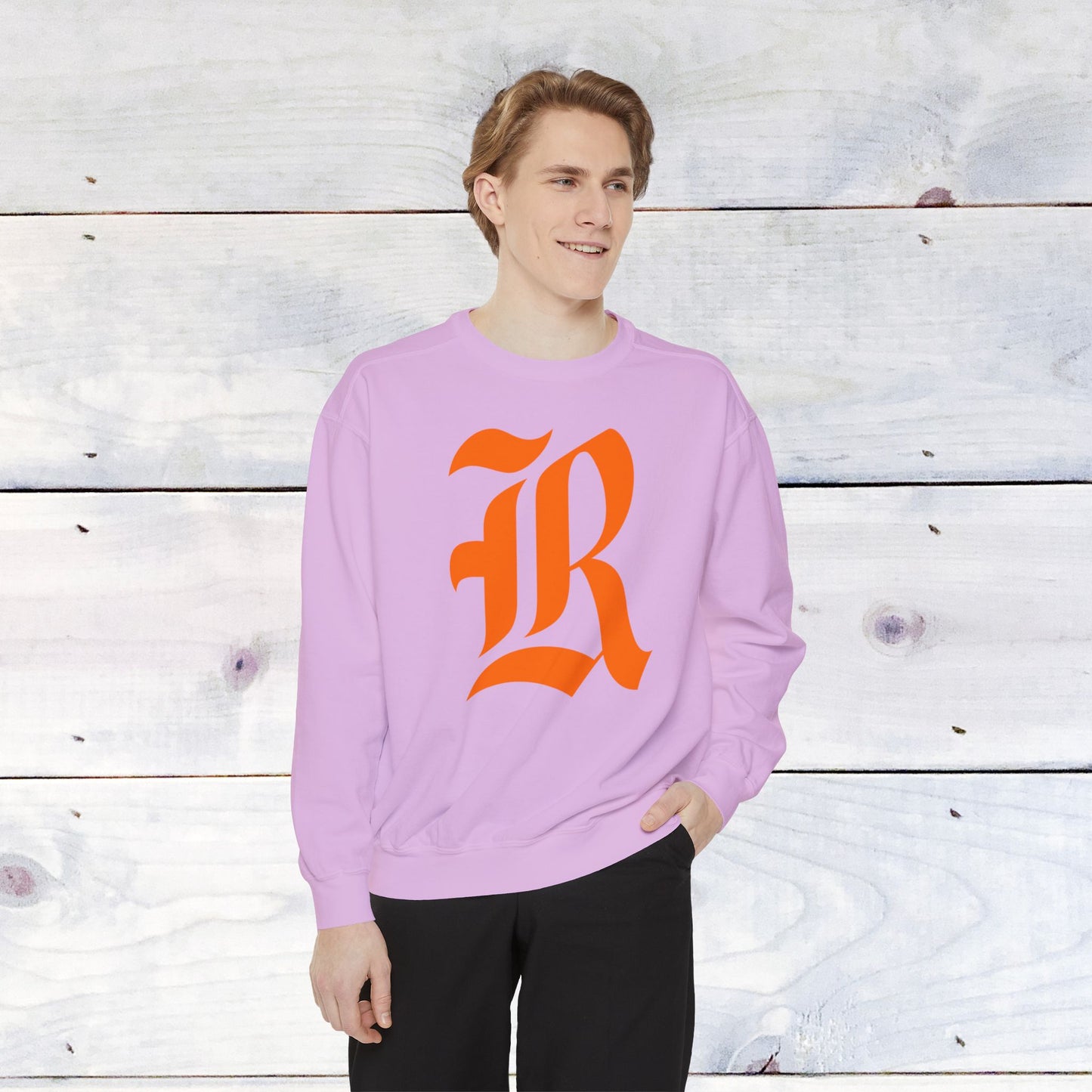 Old School R front, Small Fighting Stinger on back Comfort Colors Sweater