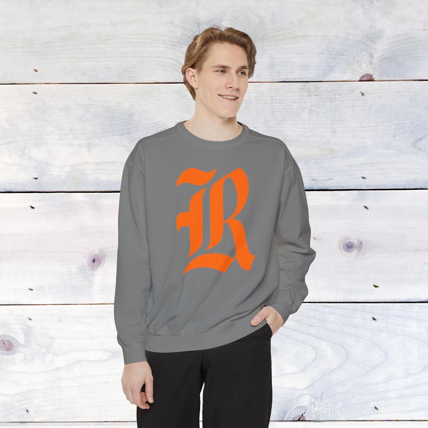 Old School R front, Small Fighting Stinger on back Comfort Colors Sweater