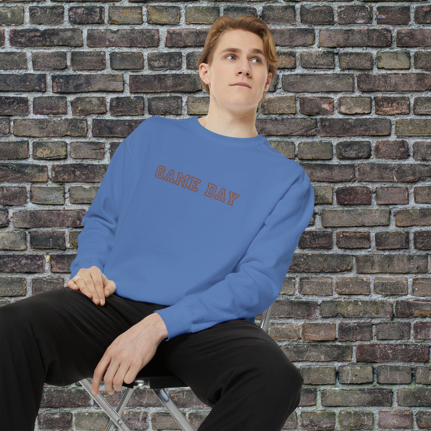 Game Day Comfort Colors Sweater - Brown Text