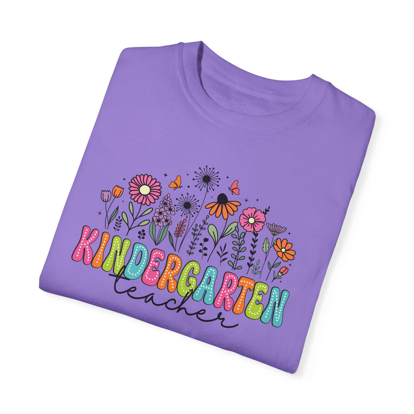 Kinder Flower Teacher Shirt - Comfort Colors