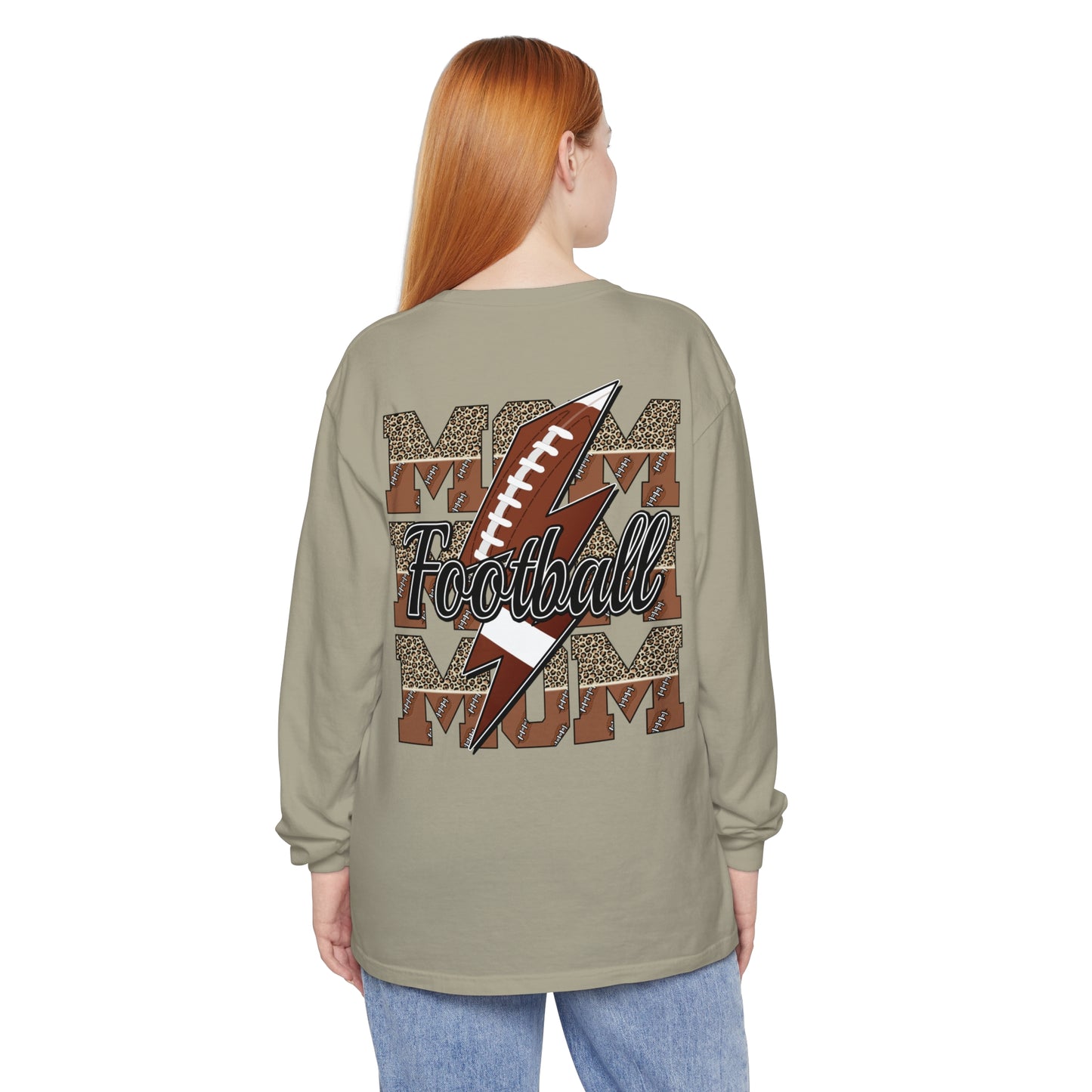Football Mom Long Sleeve Comfort Colors T Shirt