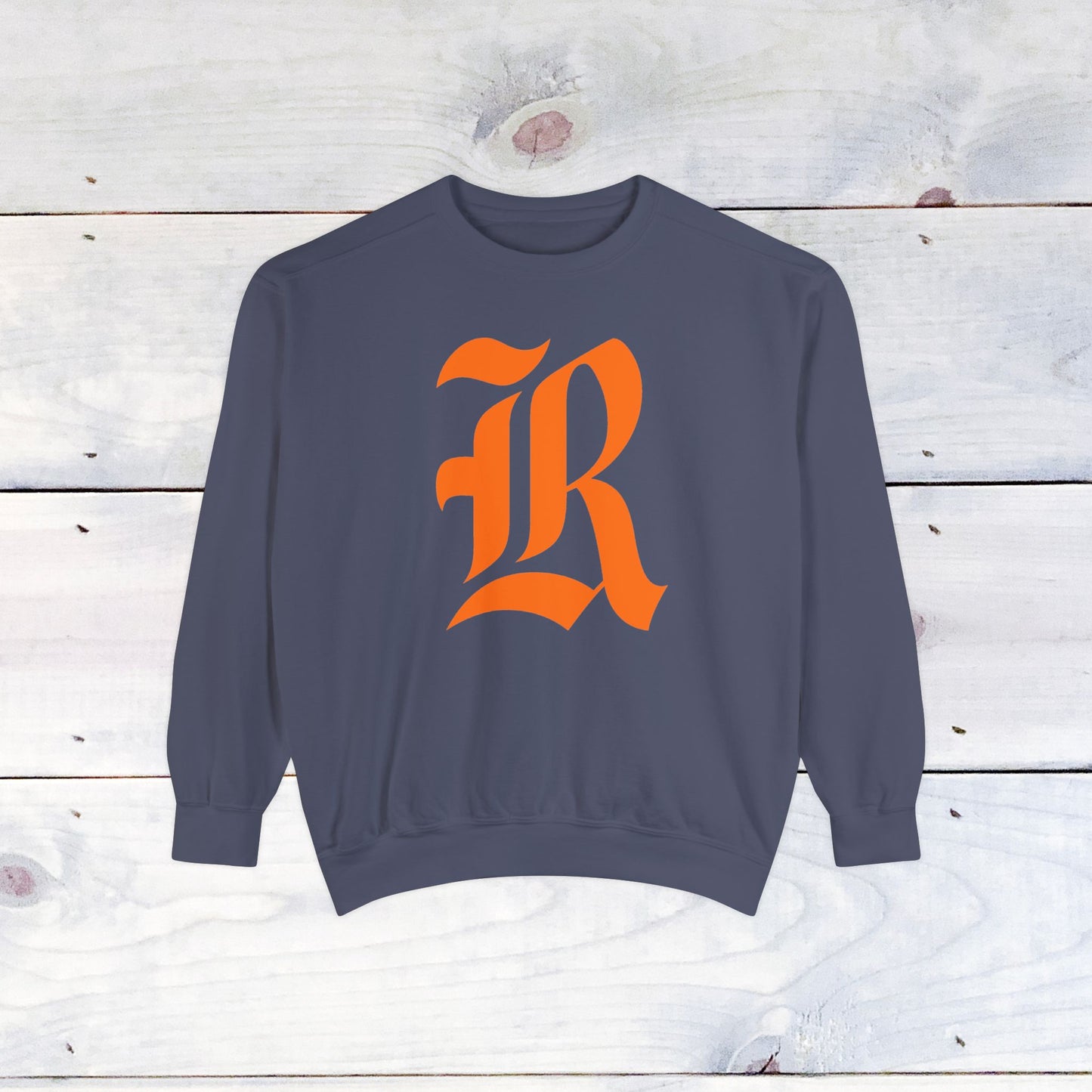 Old School R front, Small Fighting Stinger on back Comfort Colors Sweater