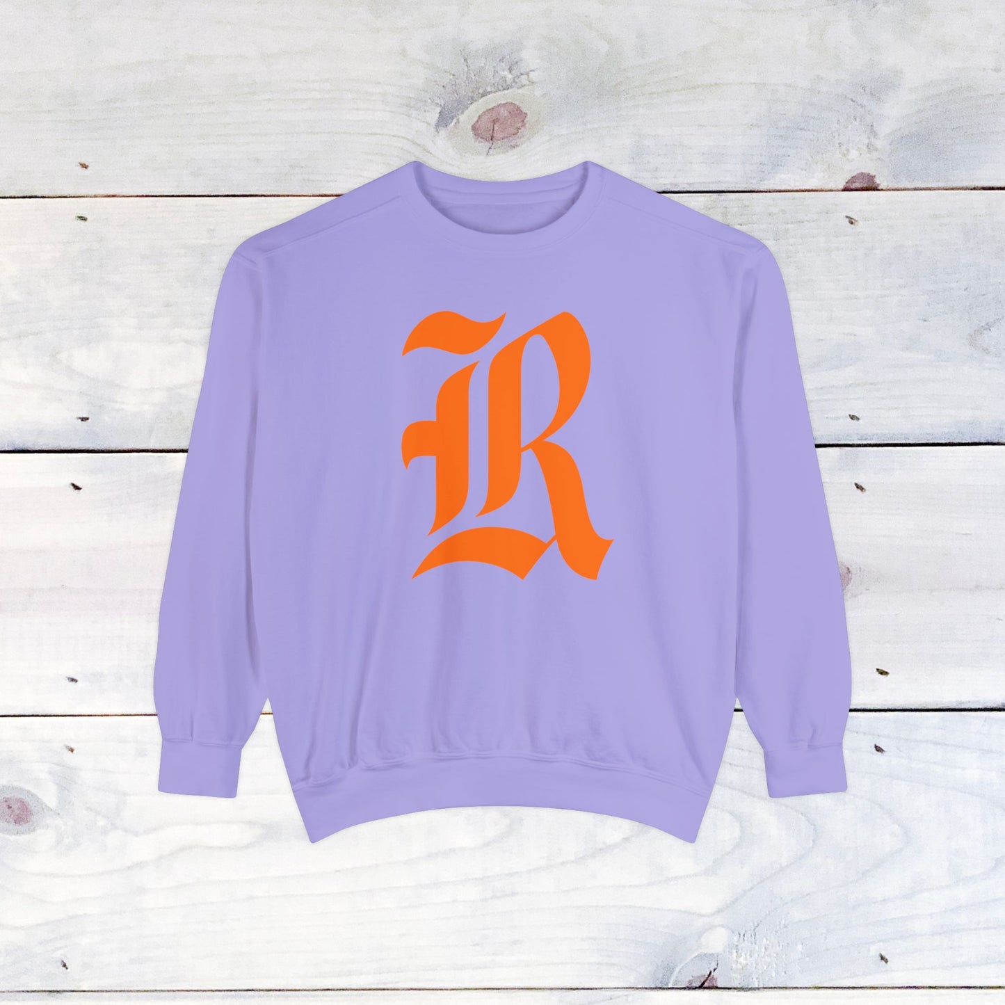 Old School R front, Small Fighting Stinger on back Comfort Colors Sweater