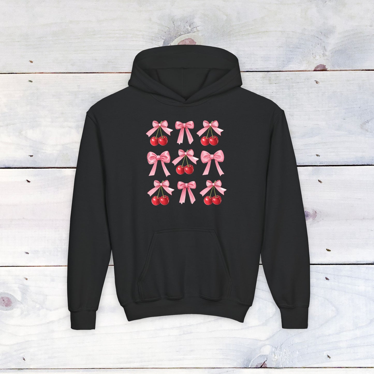 Cherry Bow Grid Youth Sweatshirt