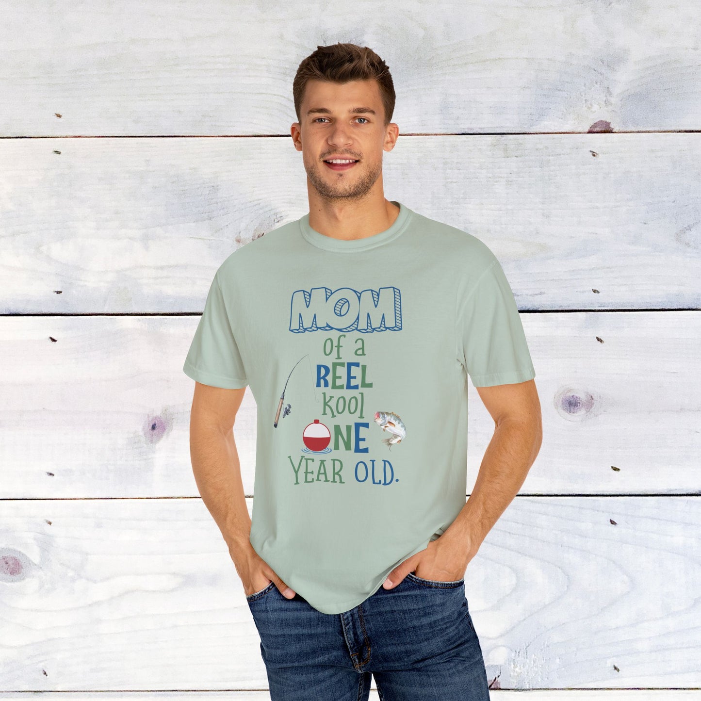 Mom of a Reel Kool One Year Old Unisex Comfort Colors Shirt