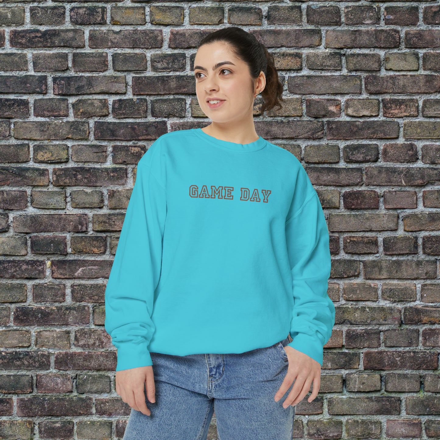 Game Day Comfort Colors Sweater - Brown Text