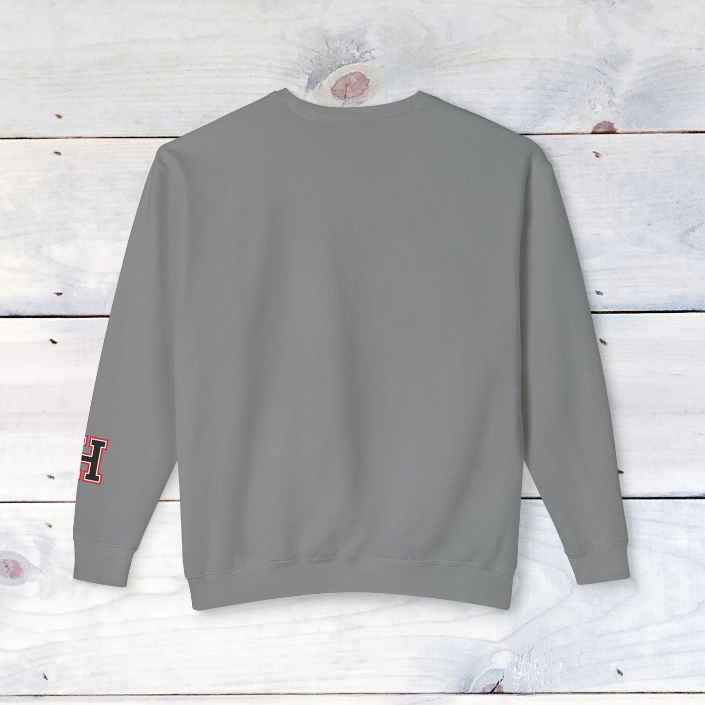Fun Heath Bow Sweater Lower Sleeve "H" on Left - Comfort Colors Sweater