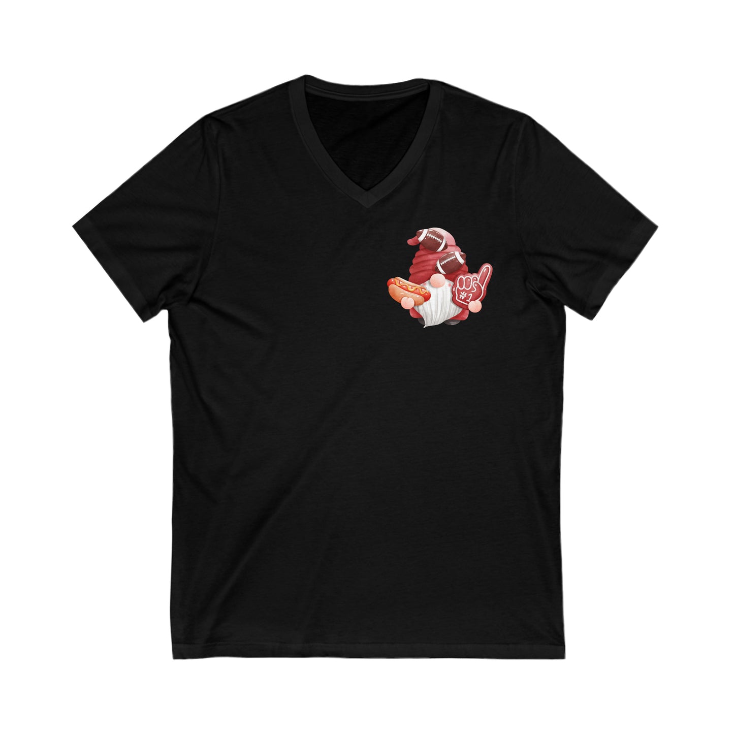 Gnome Red Football V Neck Unisex T-Shirt