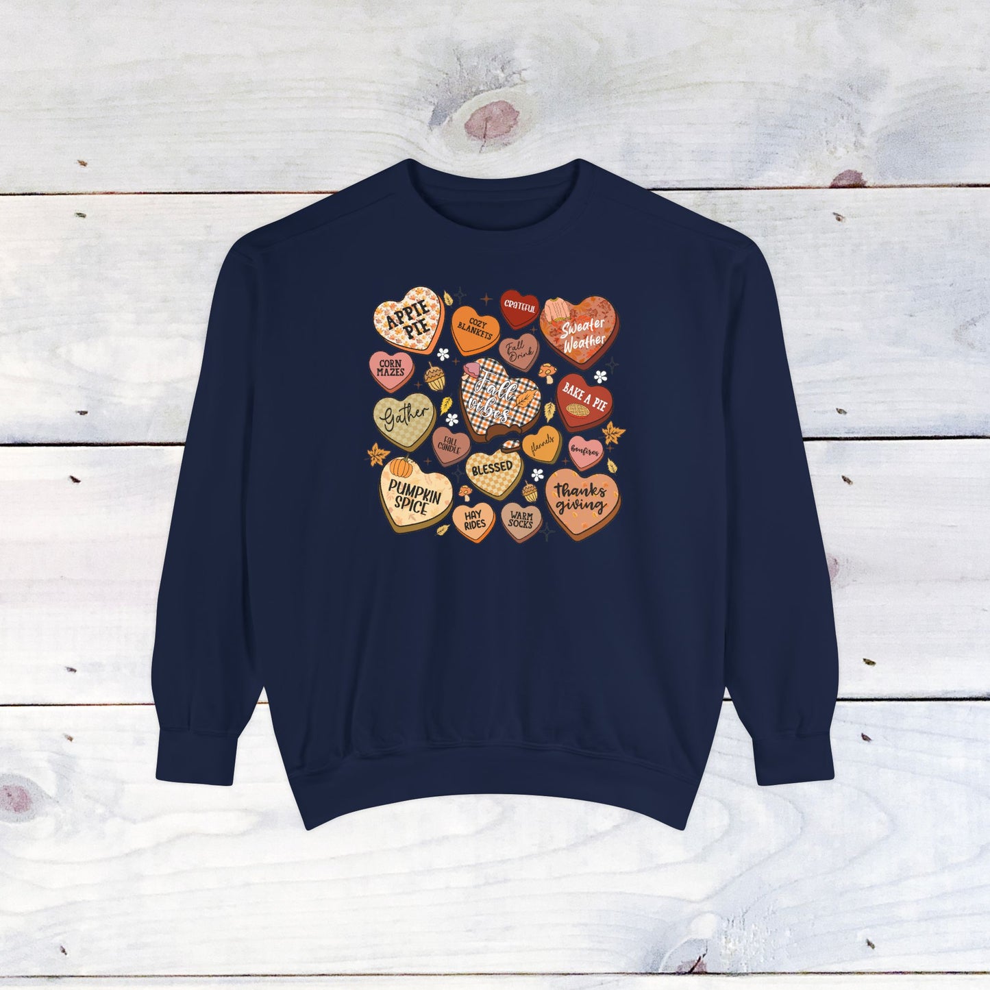 Fall Conversation Hearts Comfort Colors Sweater