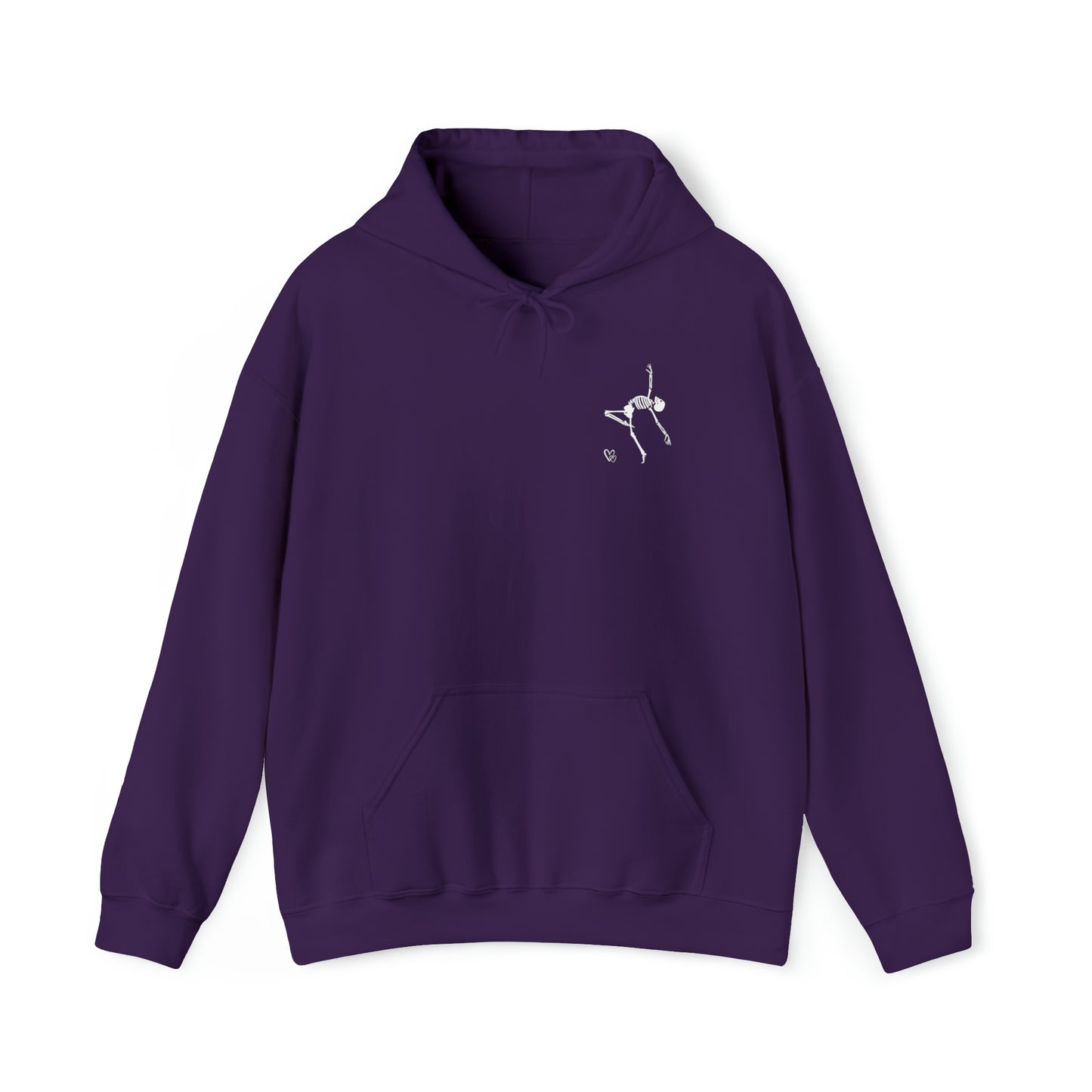 Dancing Skeleton Hoodie- Dancing Skeleton Front- Multi -Dancing Skeleton Back, Mutliple Color Options, Unisex Heavy Blend™ Hooded Sweatshirt