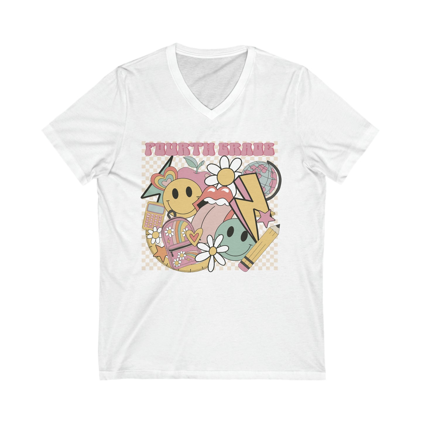 Fourth Grade Teacher Fun Unisex V-Neck Tee