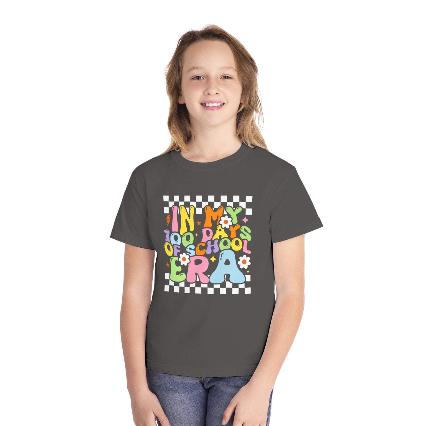 Youth Checkered 100 days Era Comfort Colors Tee