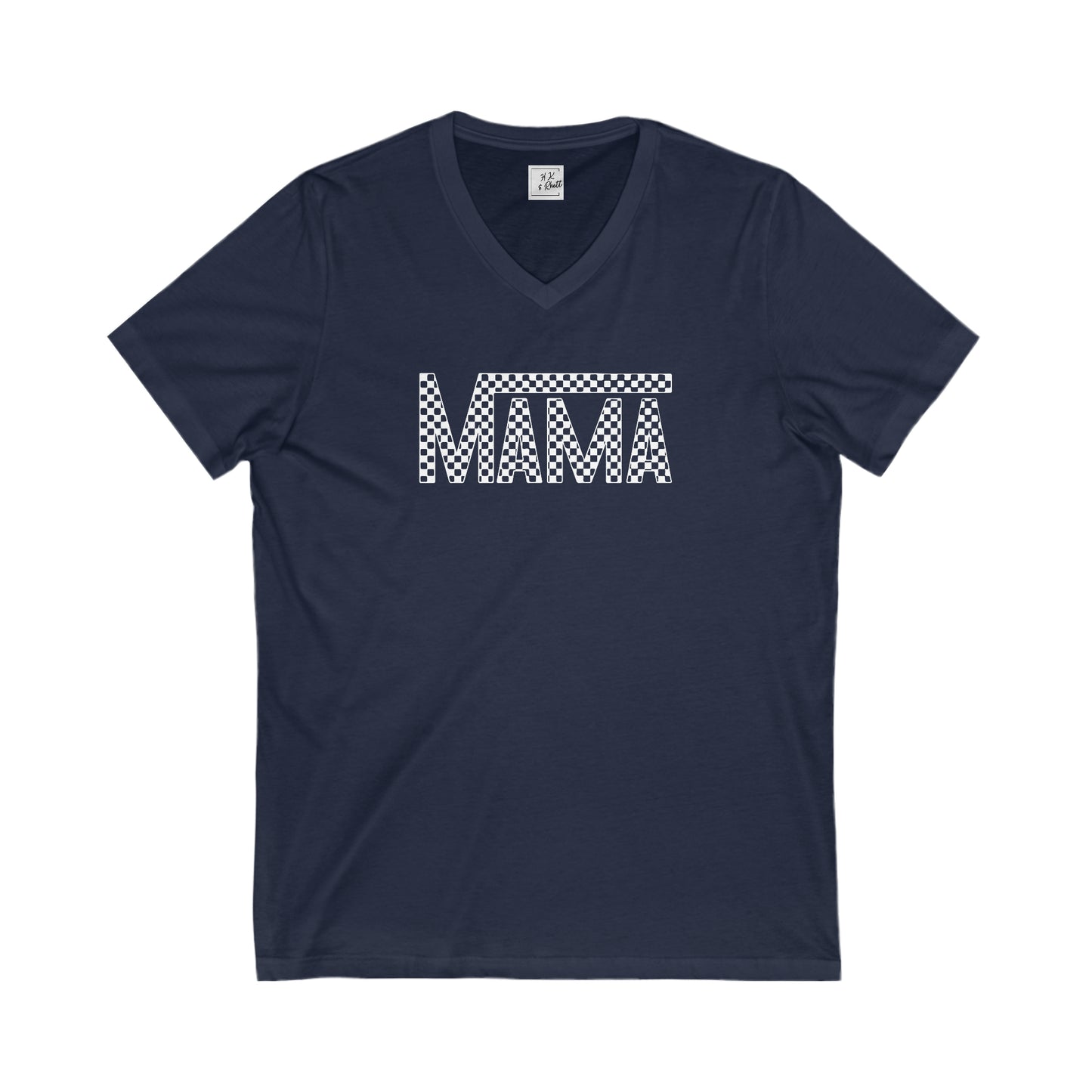 White Mama Checkered V Neck