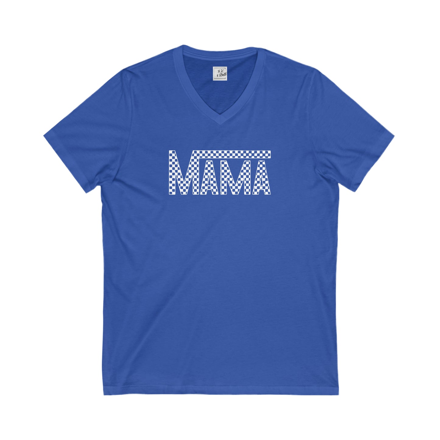 White Mama Checkered V Neck