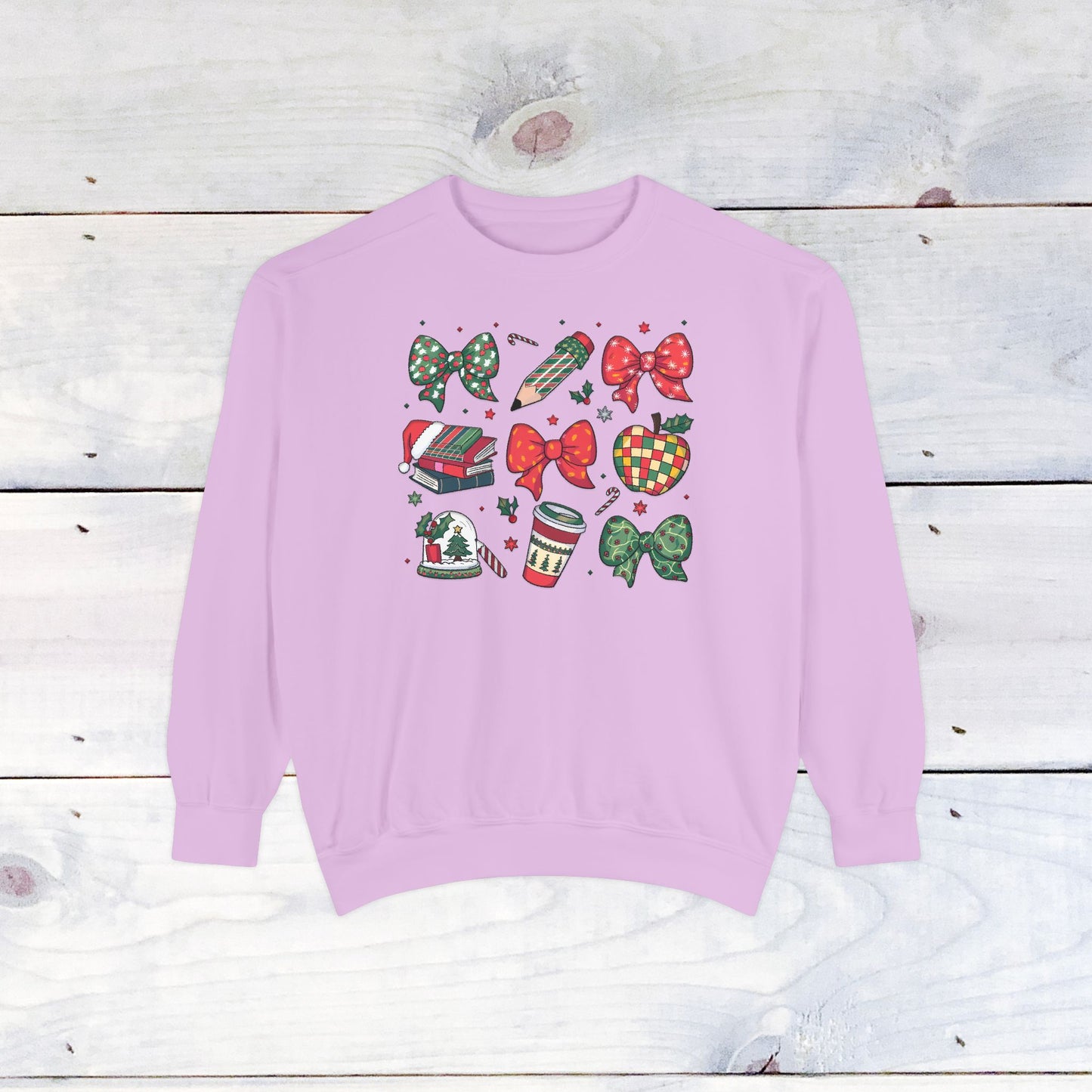 Teacher Christmas Grid Comfort Colors Sweater