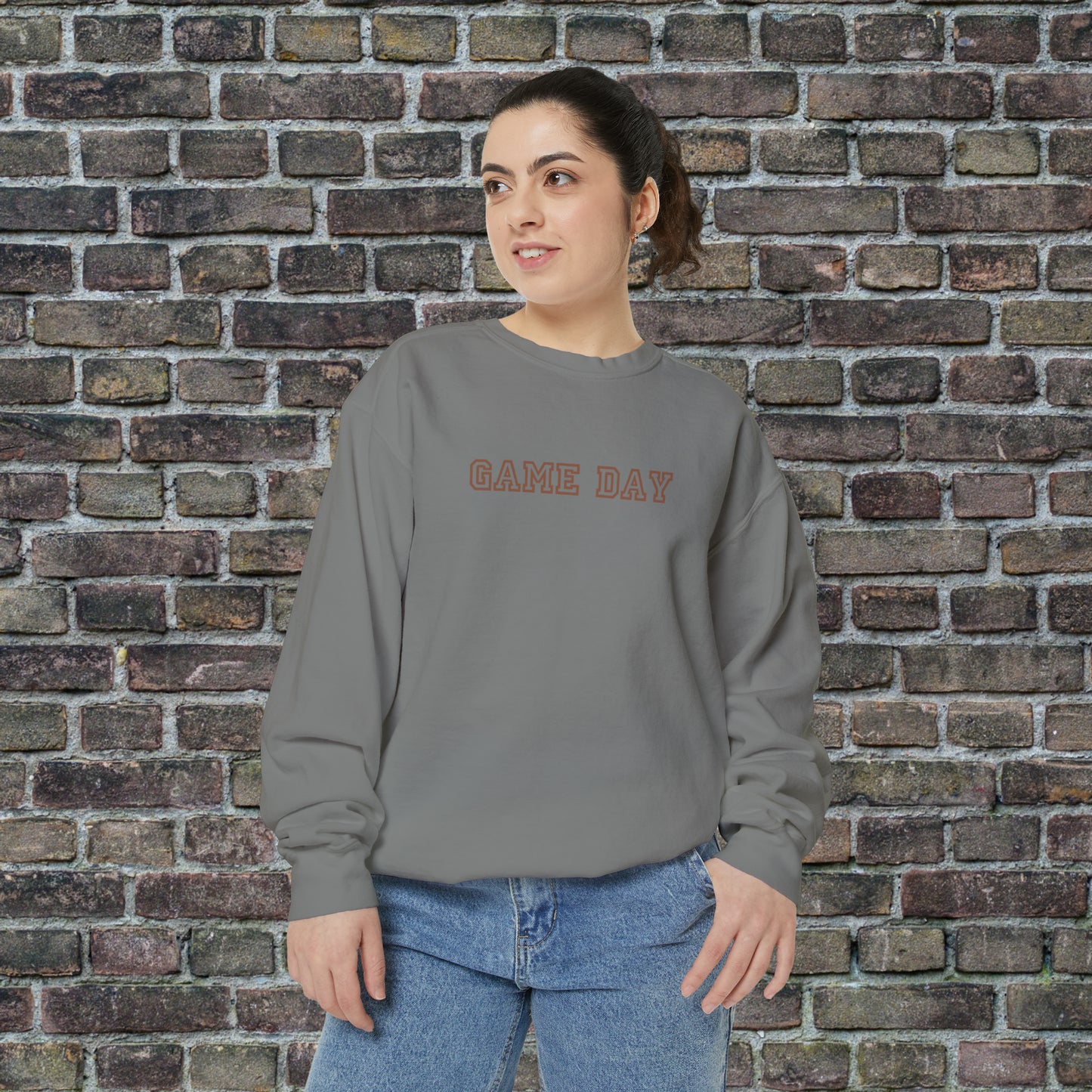 Game Day Comfort Colors Sweater - Brown Text