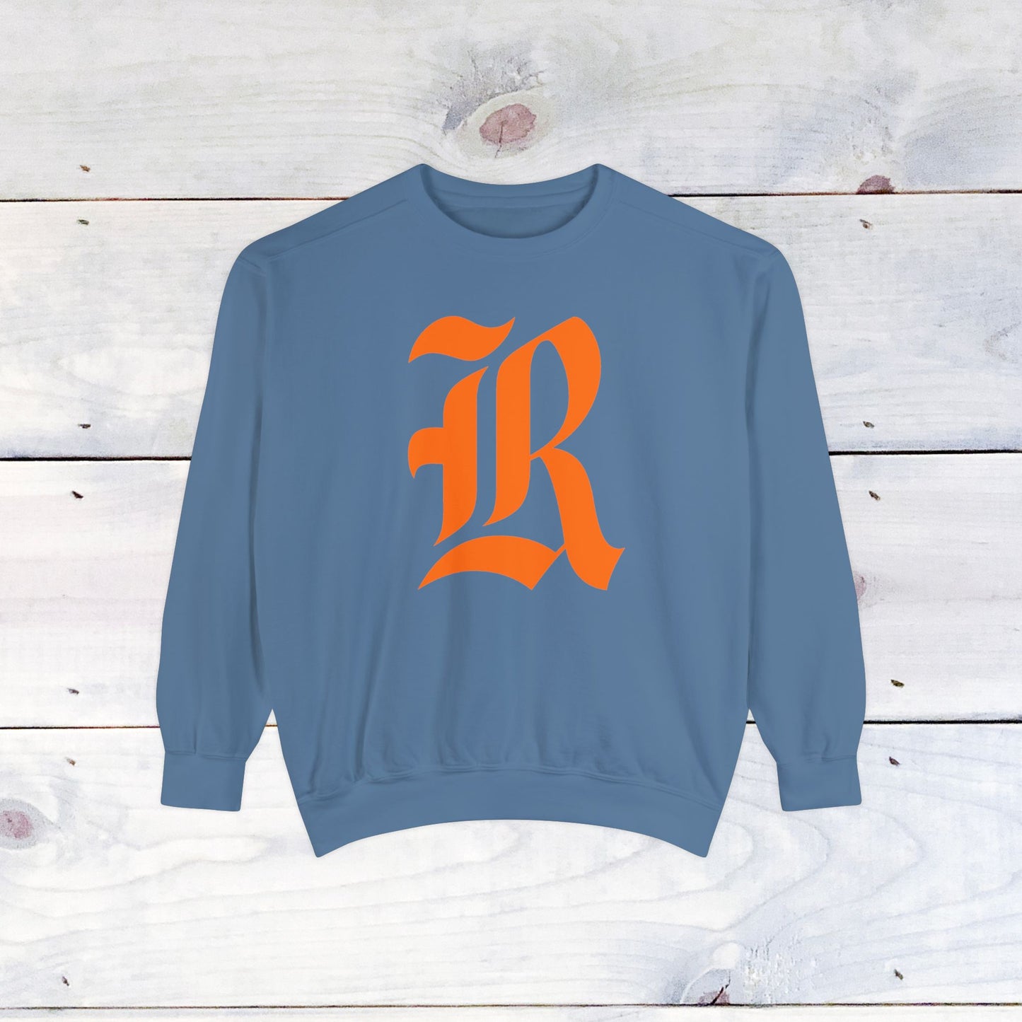 Old School R front, Small Fighting Stinger on back Comfort Colors Sweater