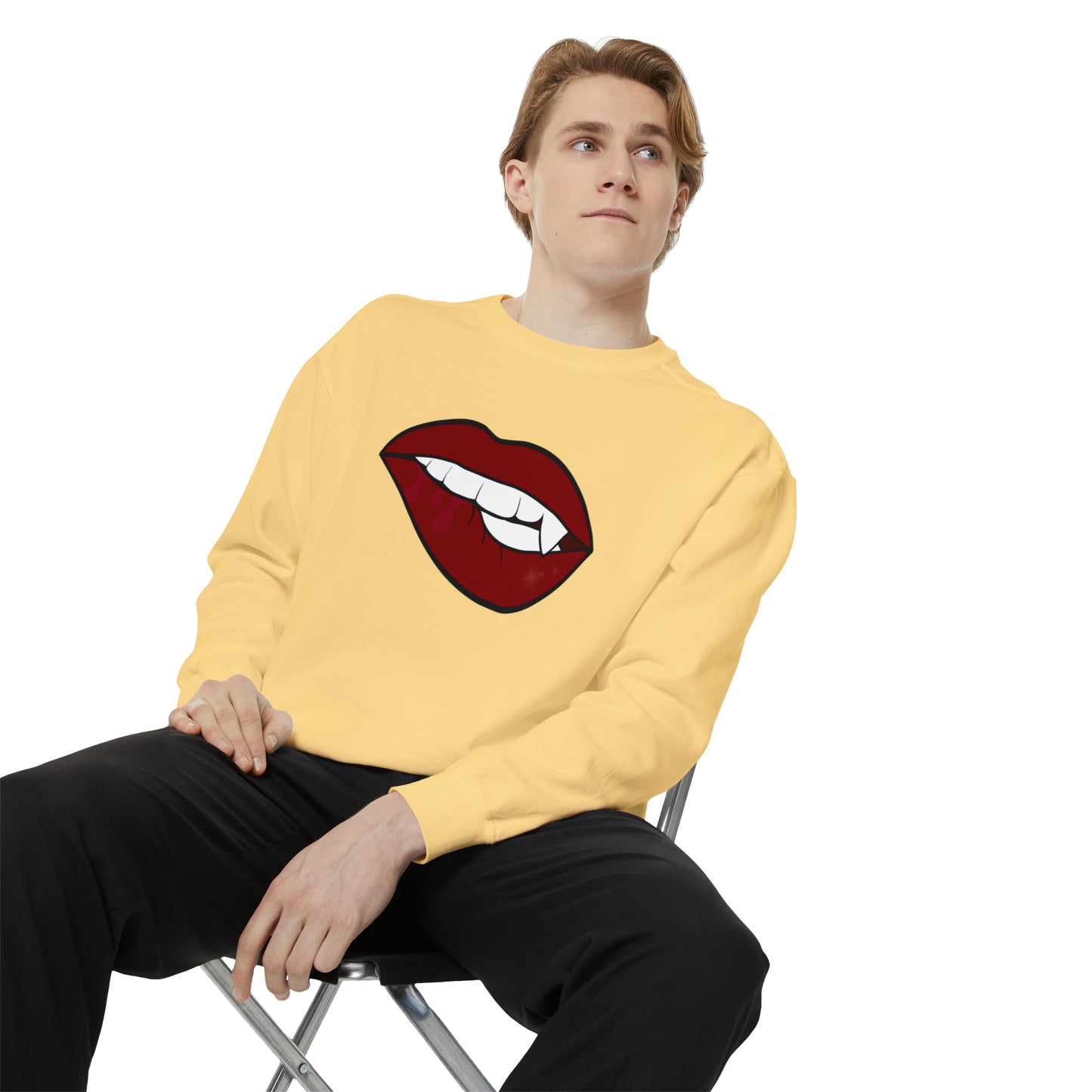 Biting Lip Vampire Fang Comfort Colors Sweater