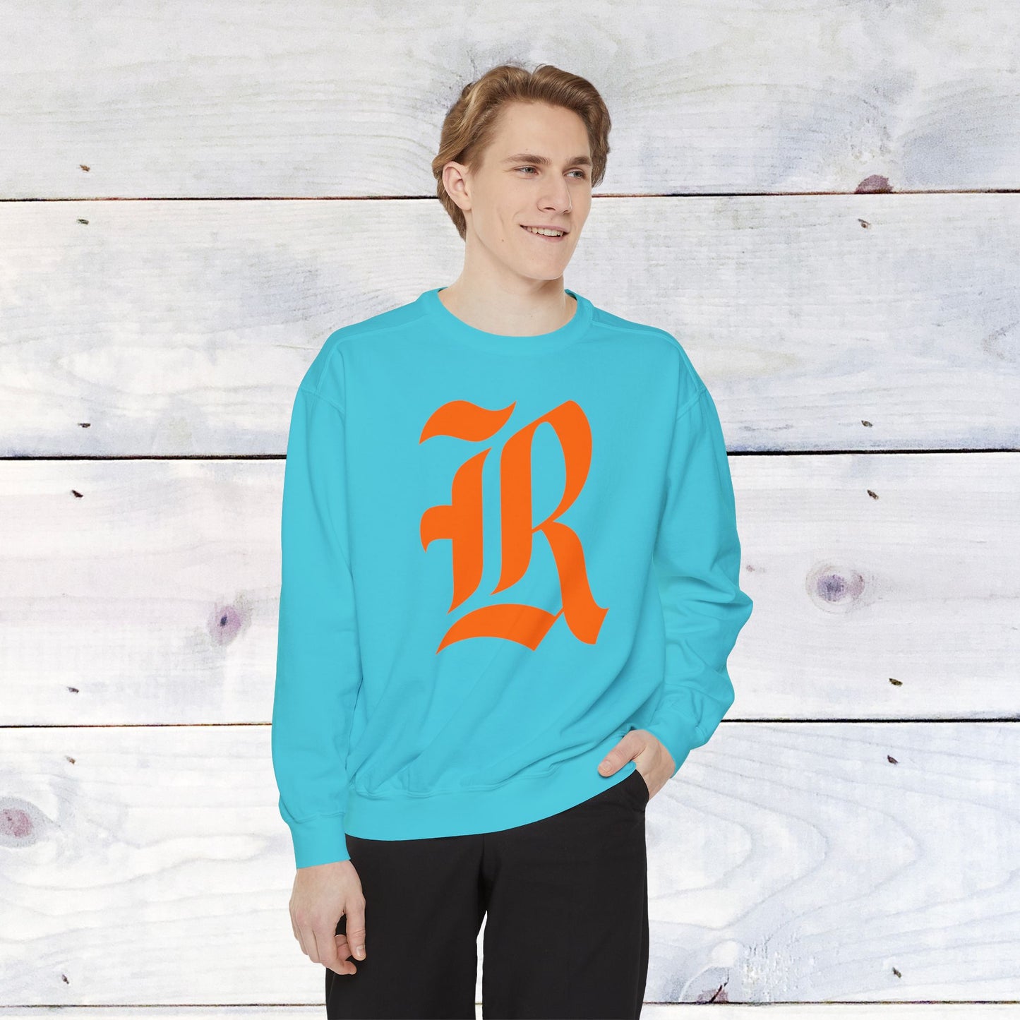Old School R front, Small Fighting Stinger on back Comfort Colors Sweater