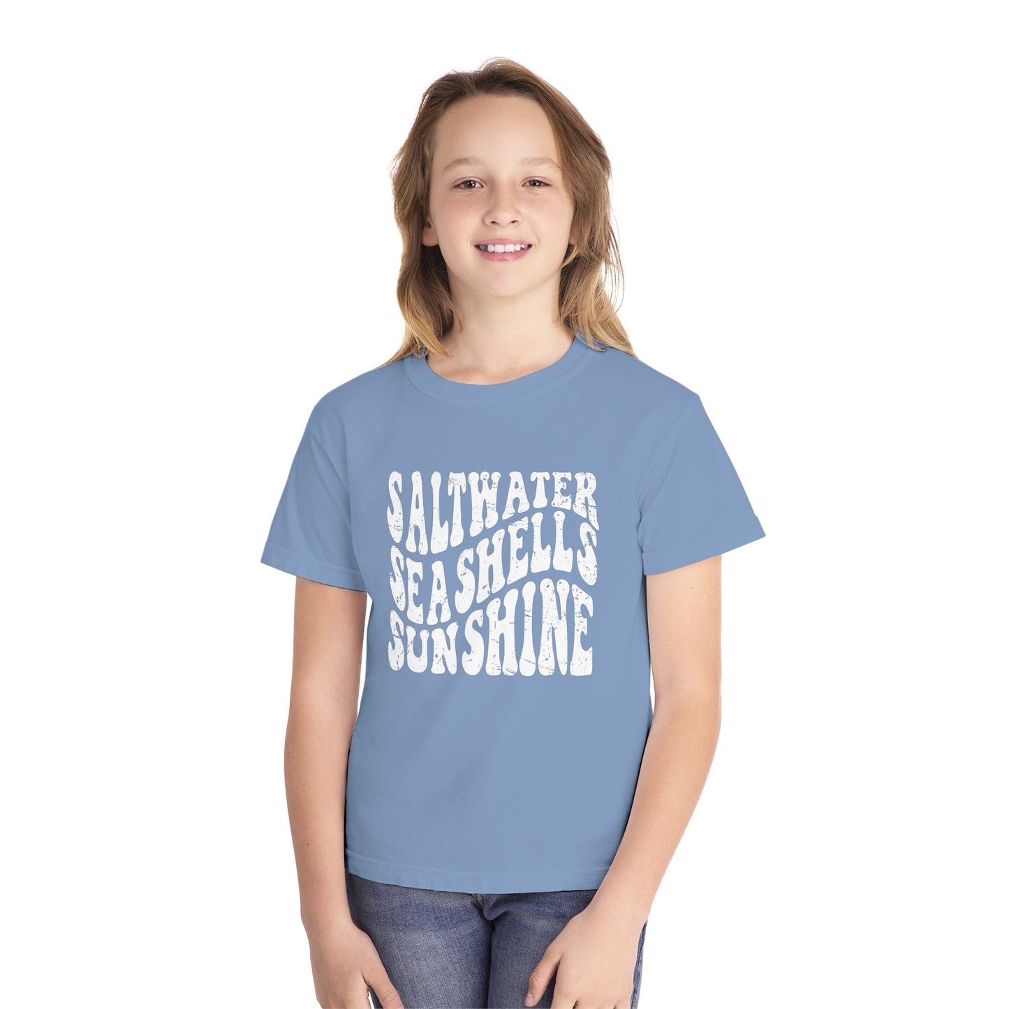 Youth Saltwater, Seashells, Sunshine Comfort Colors Youth Tee