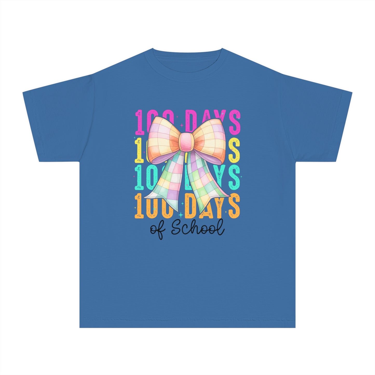 Youth 100 Days Disco Bow Comfort Colors Tee