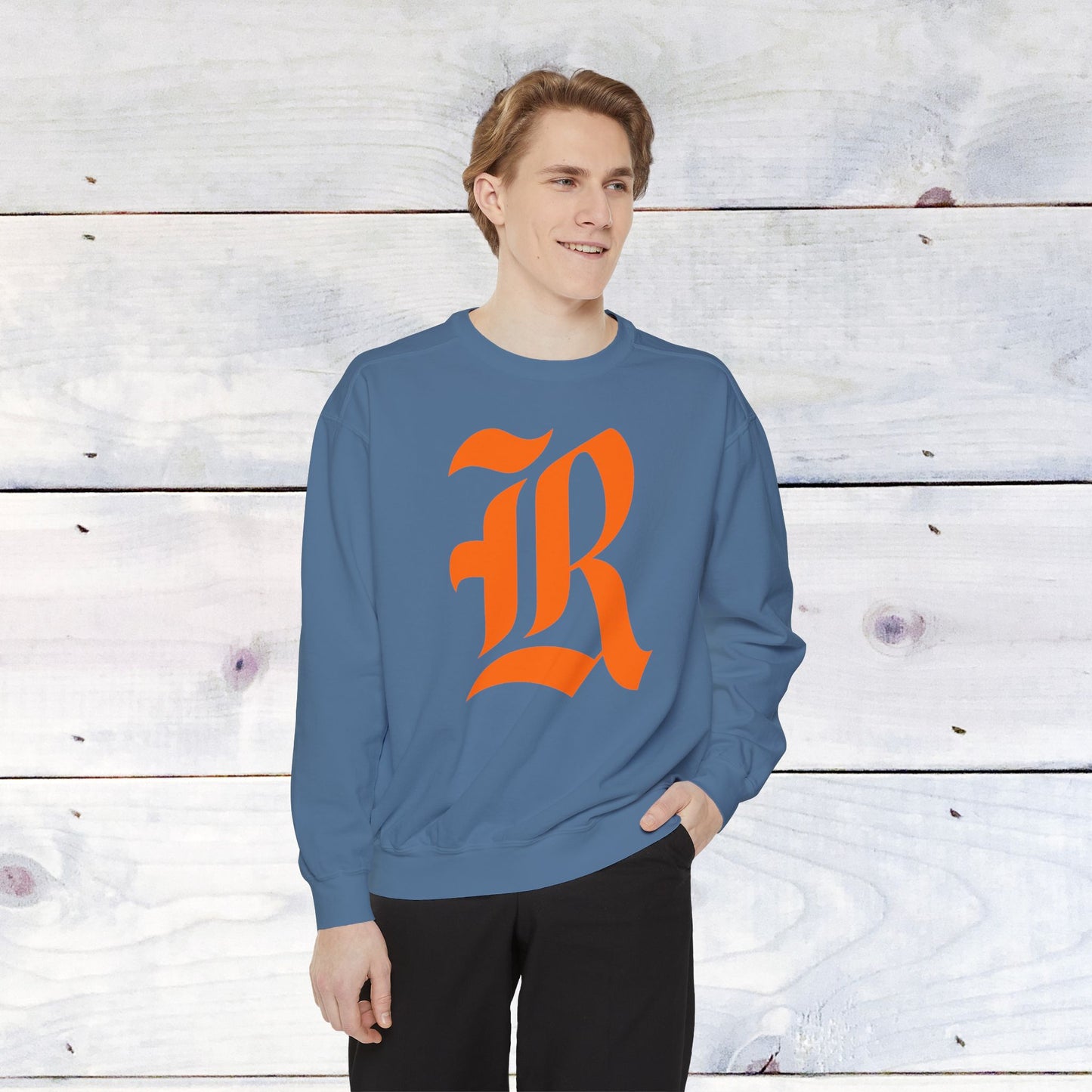 Old School R front, Small Fighting Stinger on back Comfort Colors Sweater