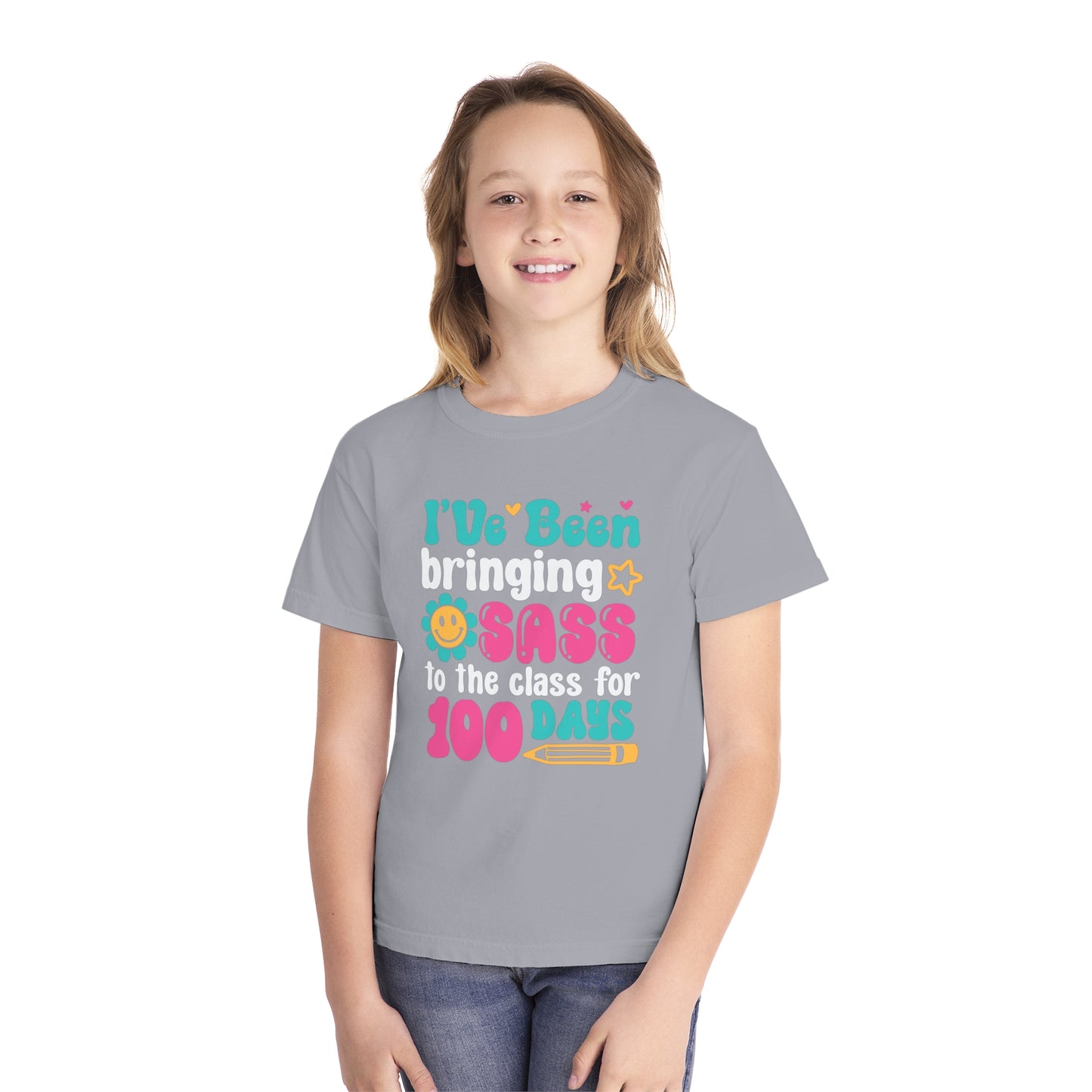 Youth Bringing the Sass 100 days of Class Comfort Colors Tee