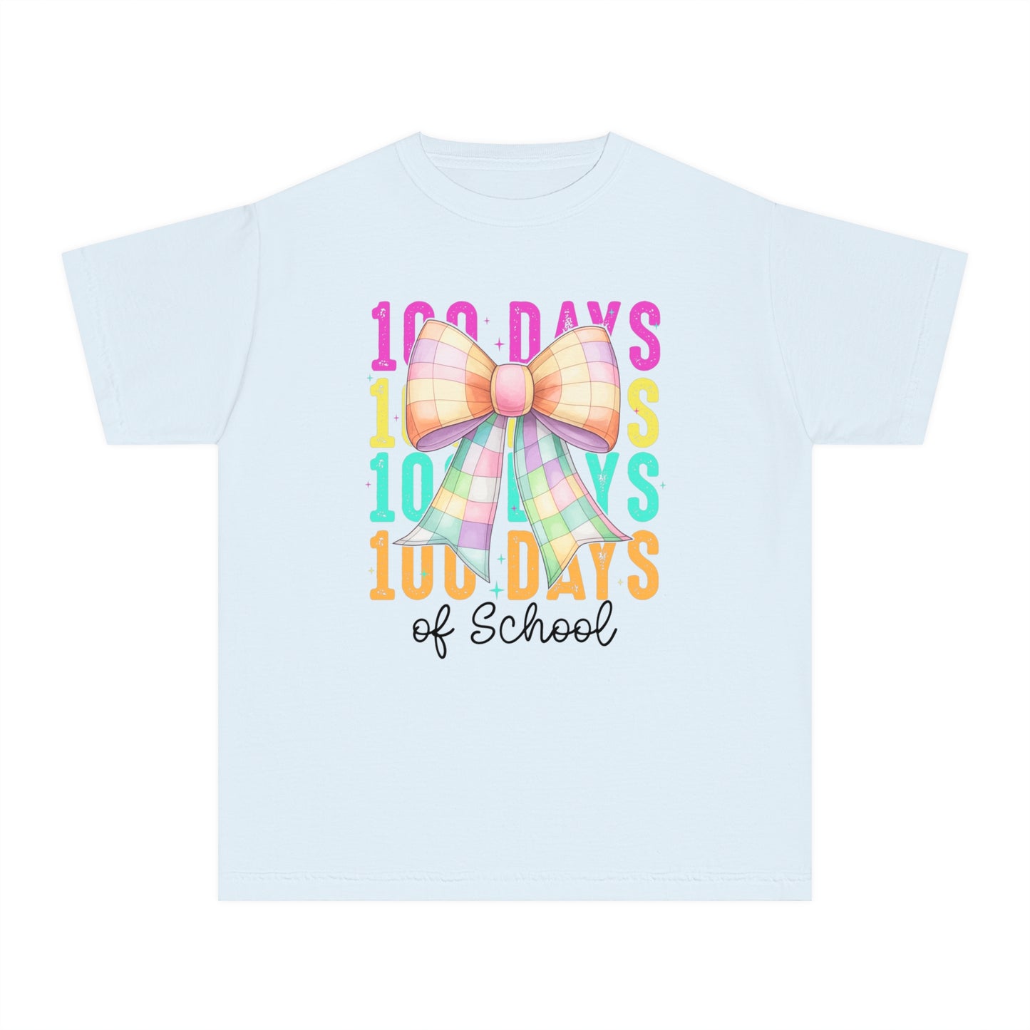 Youth 100 Days Disco Bow Comfort Colors Tee