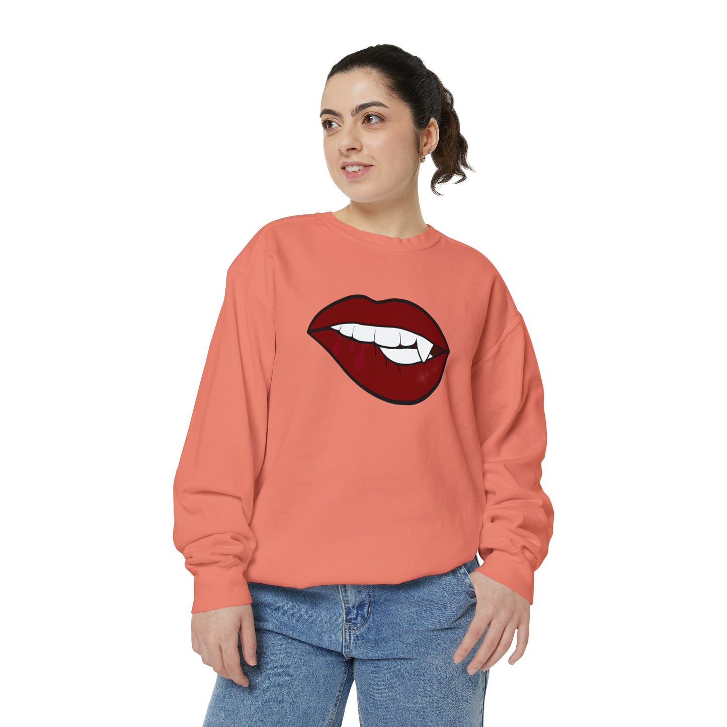 Biting Lip Vampire Fang Comfort Colors Sweater