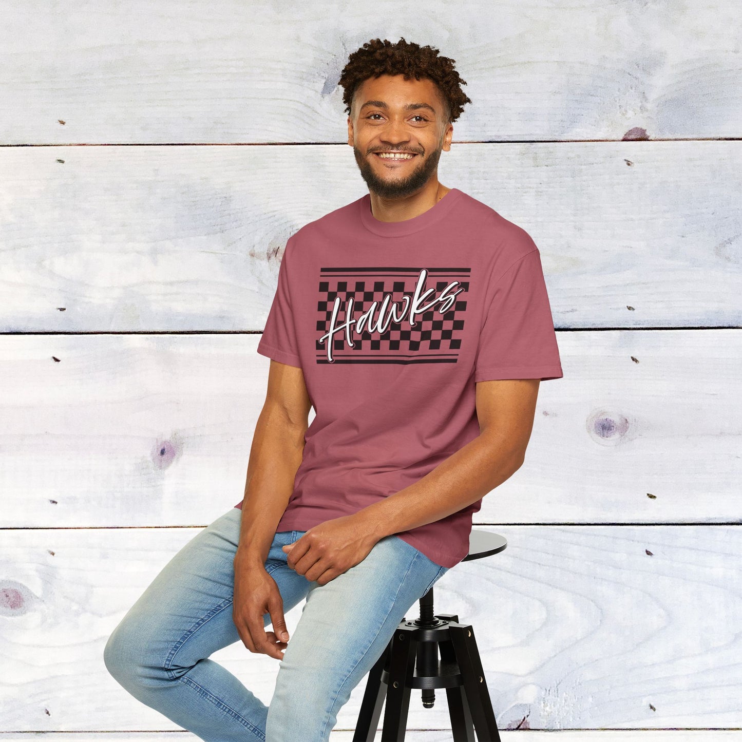 Heath Hawks Checkered Comfort Colors Unisex Tee