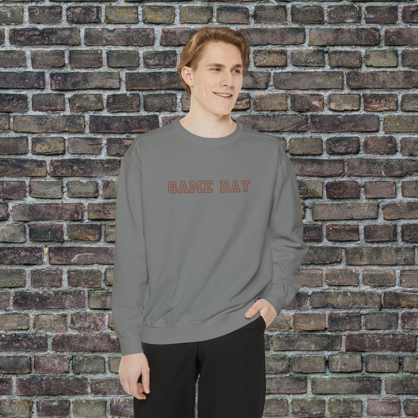 Game Day Comfort Colors Sweater - Brown Text