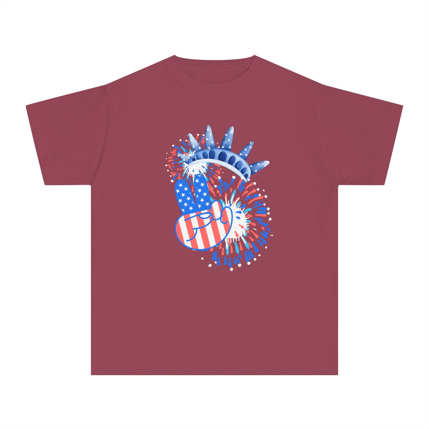 Peace, Crown, & Fireworks Comfort Colors Youth Tee