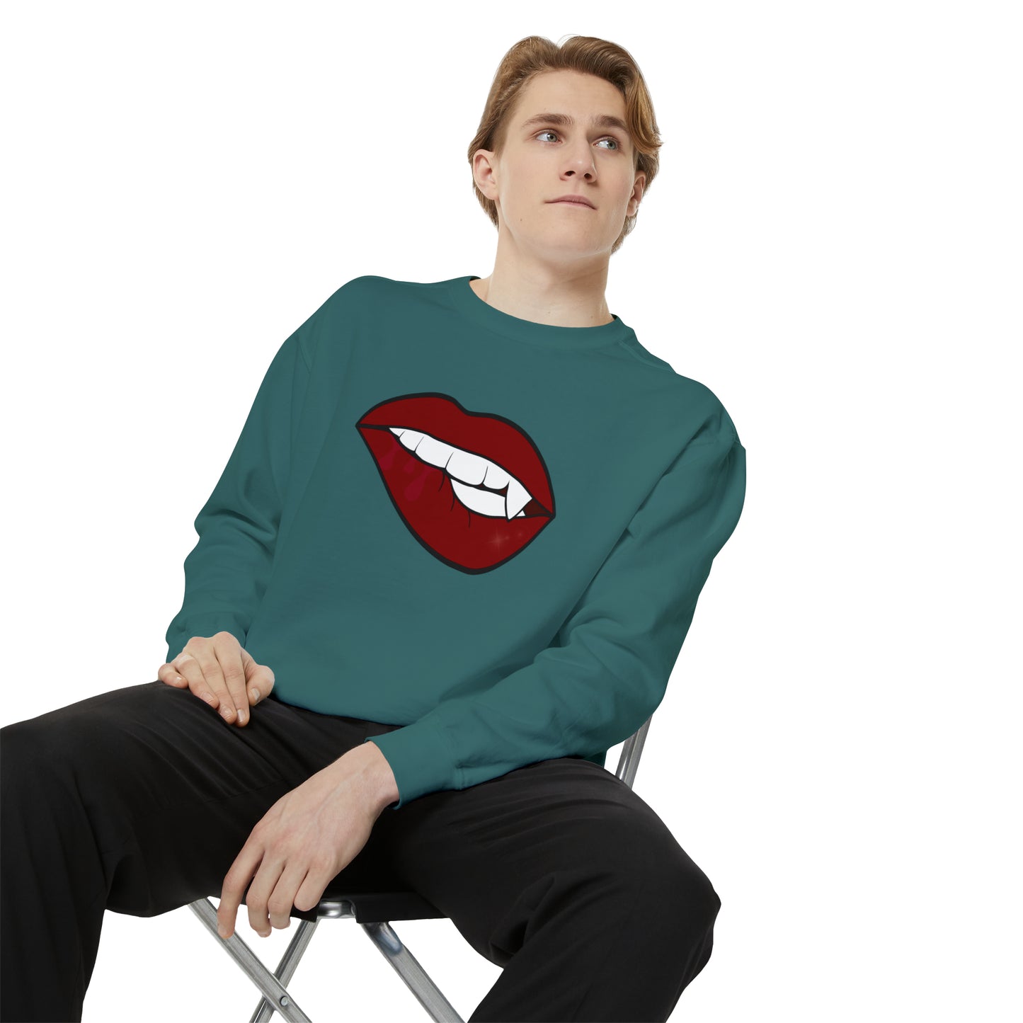 Biting Lip Vampire Fang Comfort Colors Sweater