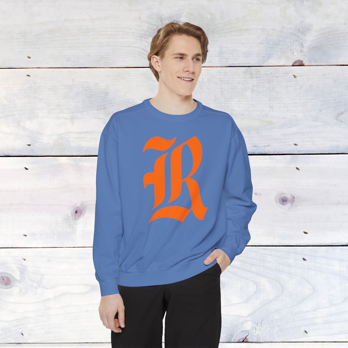 Old School R front, Small Fighting Stinger on back Comfort Colors Sweater