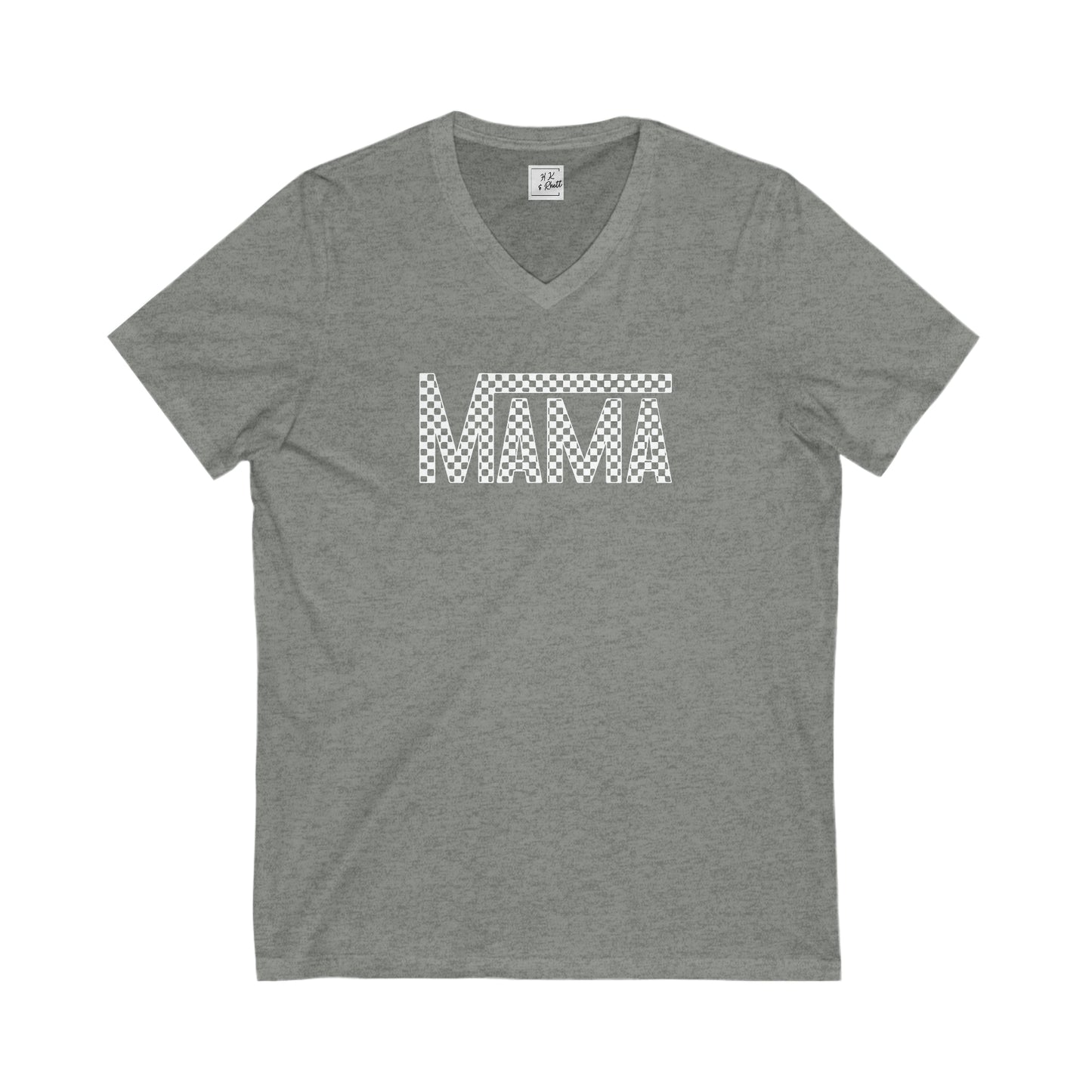 White Mama Checkered V Neck