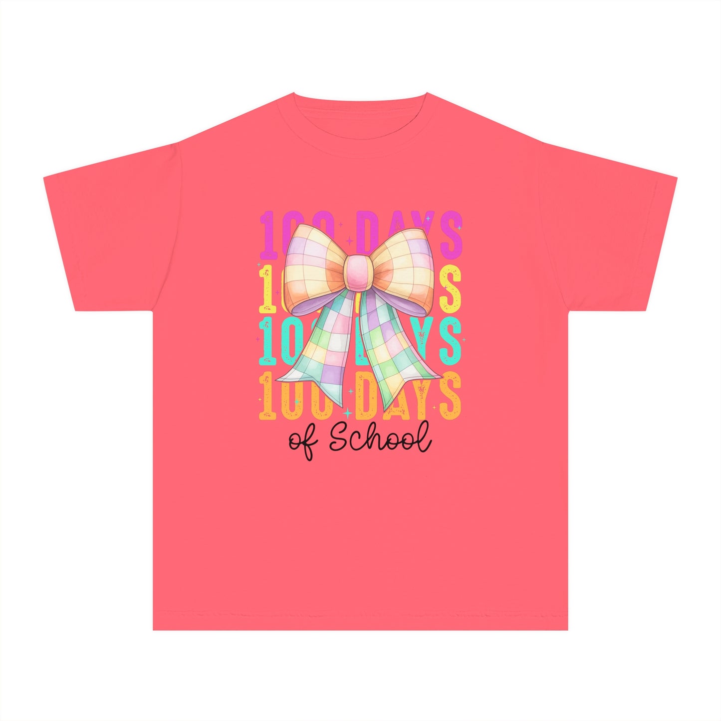 Youth 100 Days Disco Bow Comfort Colors Tee