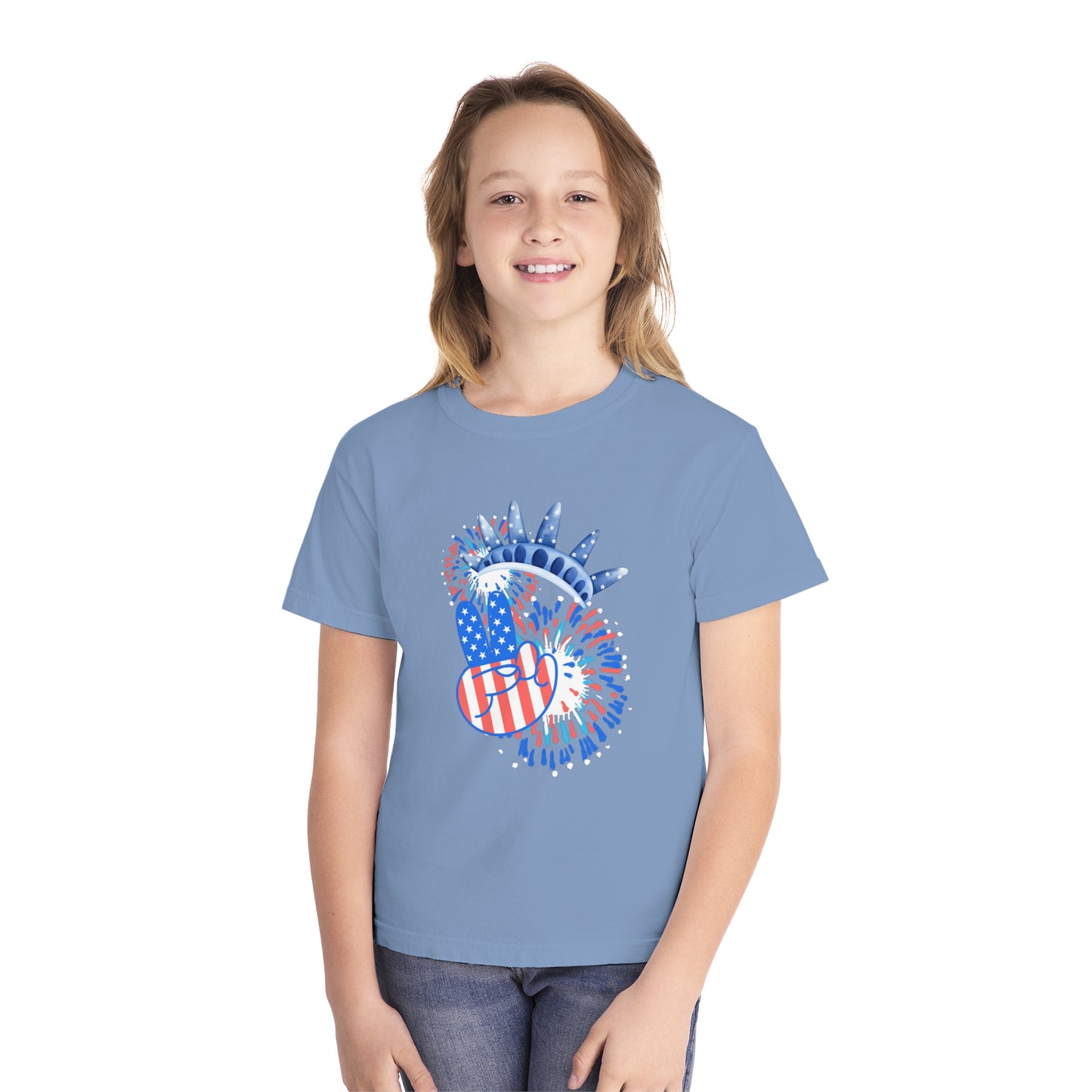 Peace, Crown, & Fireworks Comfort Colors Youth Tee