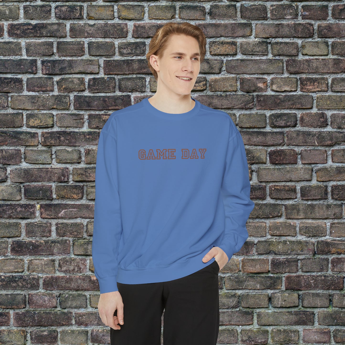 Game Day Comfort Colors Sweater - Brown Text