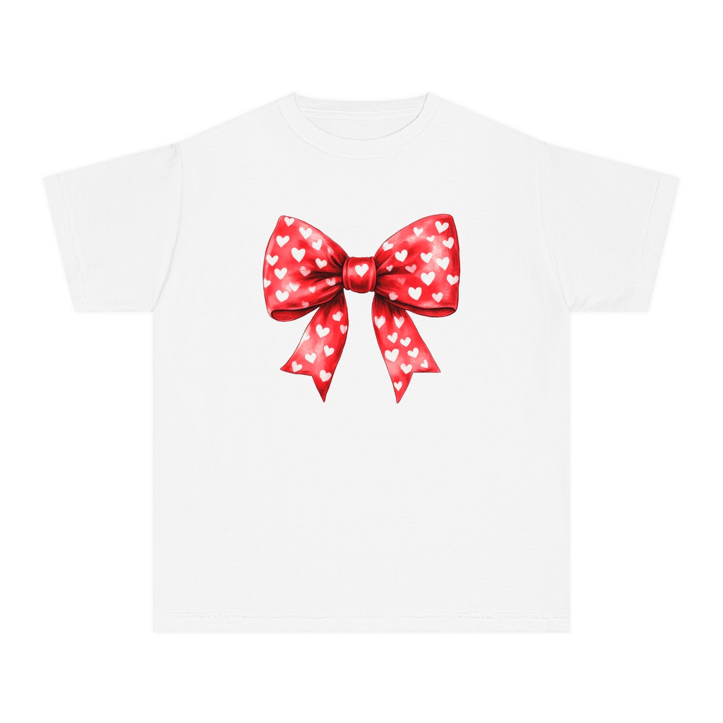 Heart Bow Youth Comfort Colors Tee