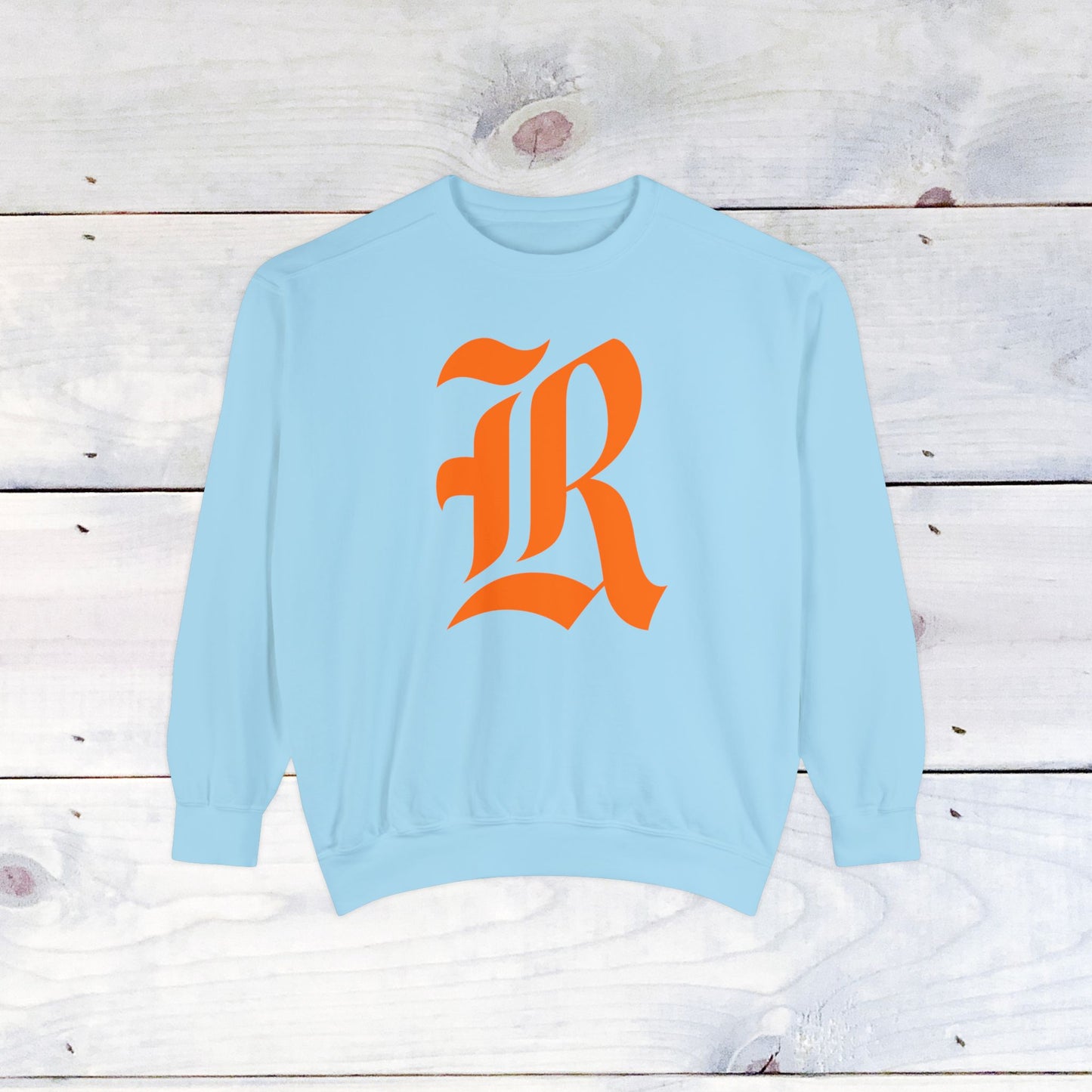 Old School R front, Small Fighting Stinger on back Comfort Colors Sweater