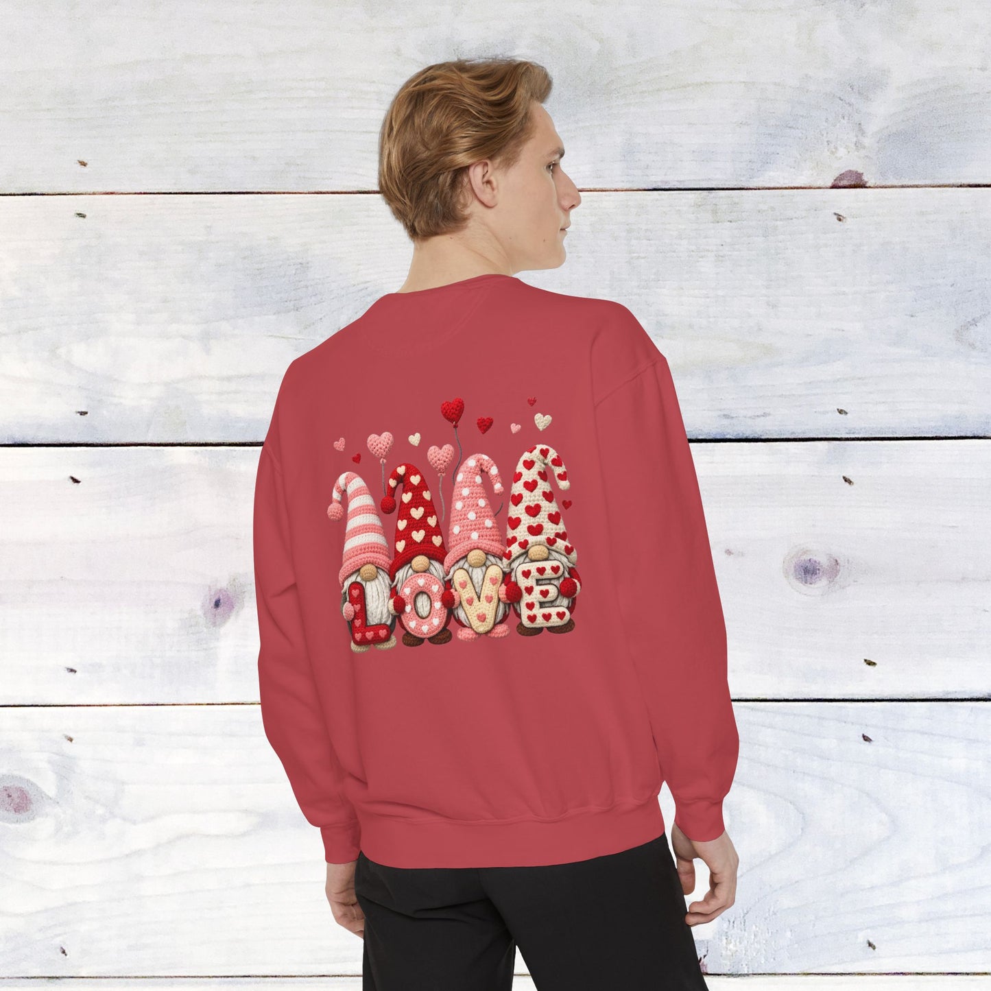 Gnome Love Yarn Bow Comfort Color Sweatshirt