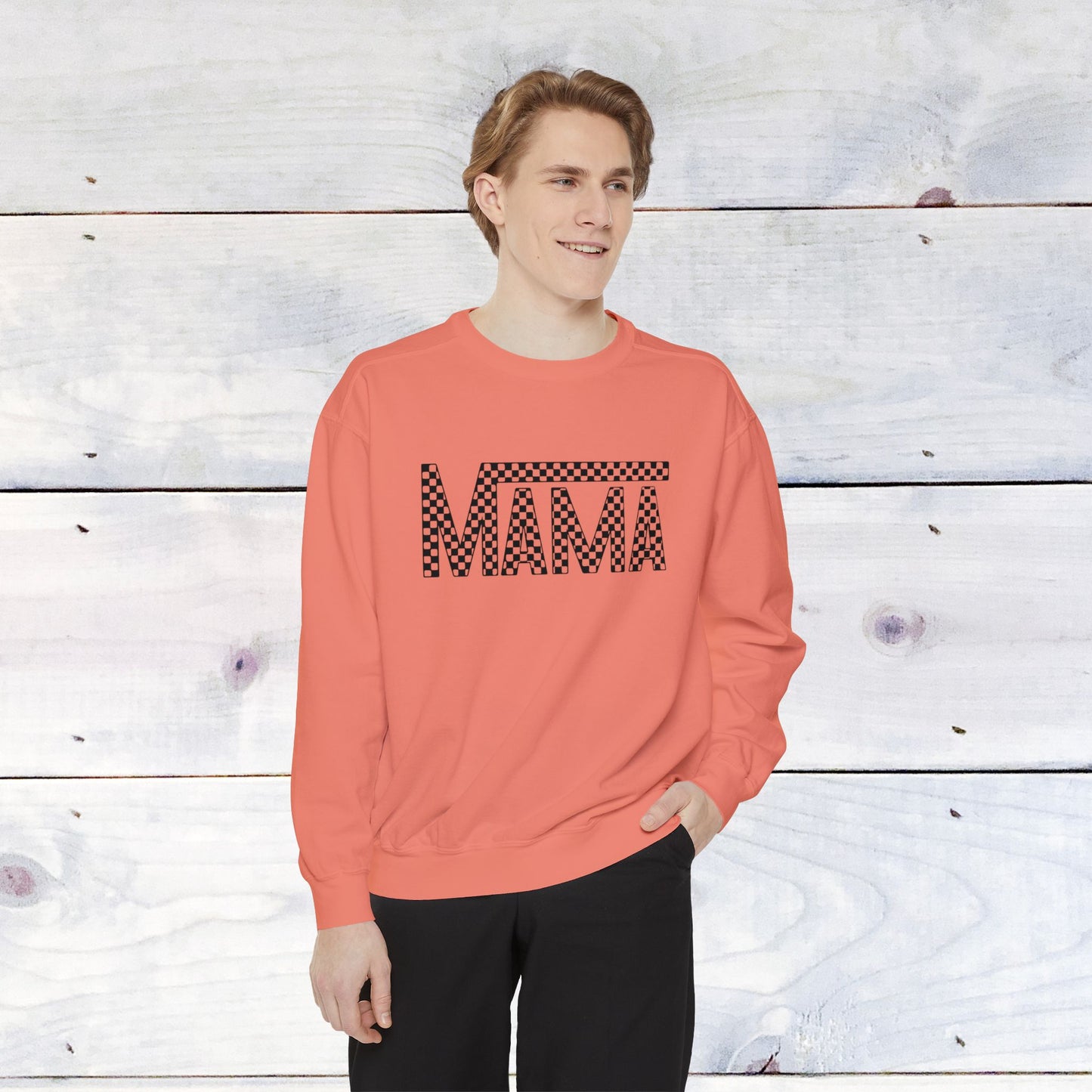 Mama Checkered Black Comfort Colors Sweater