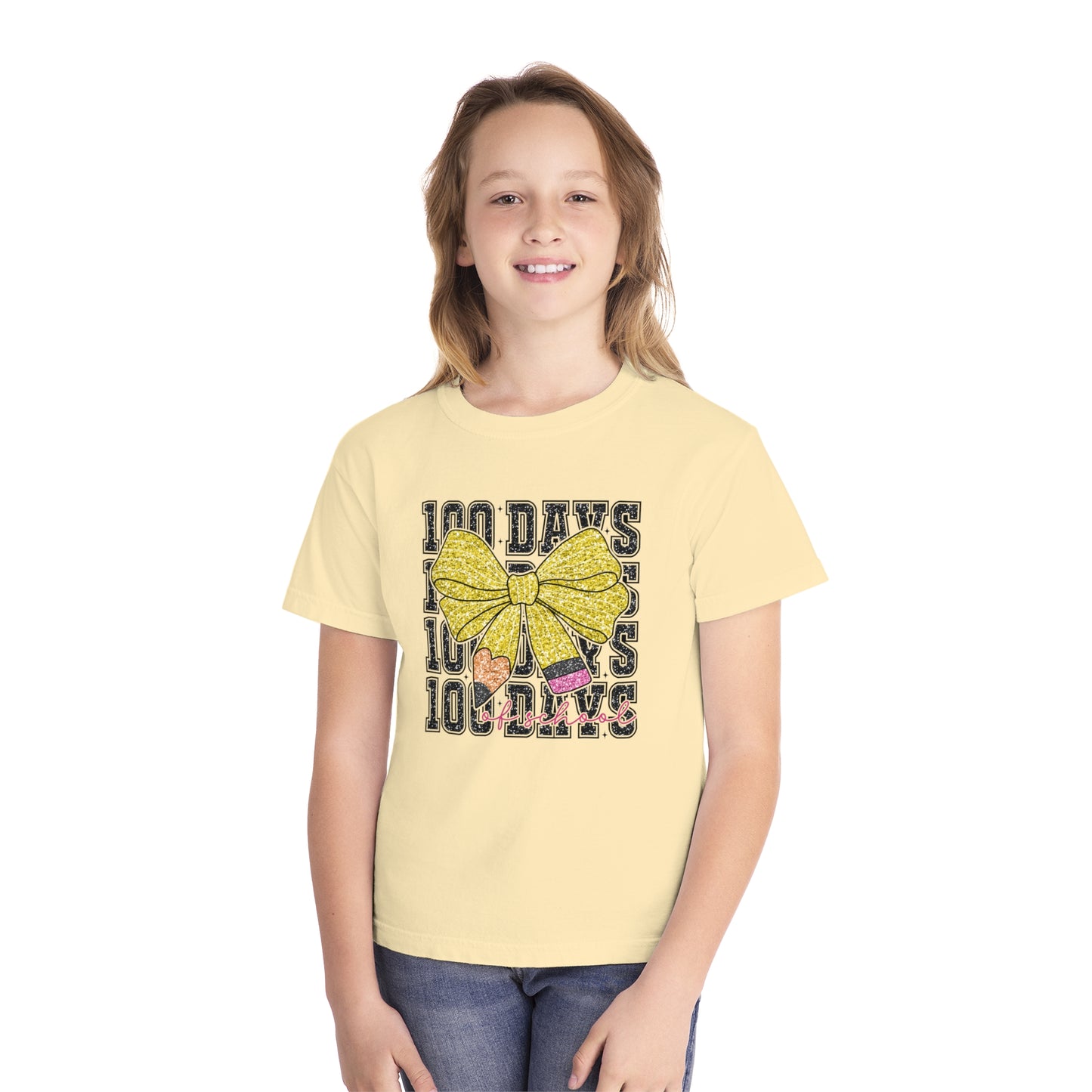 Youth 100 Days Bow Comfort Colors Tee