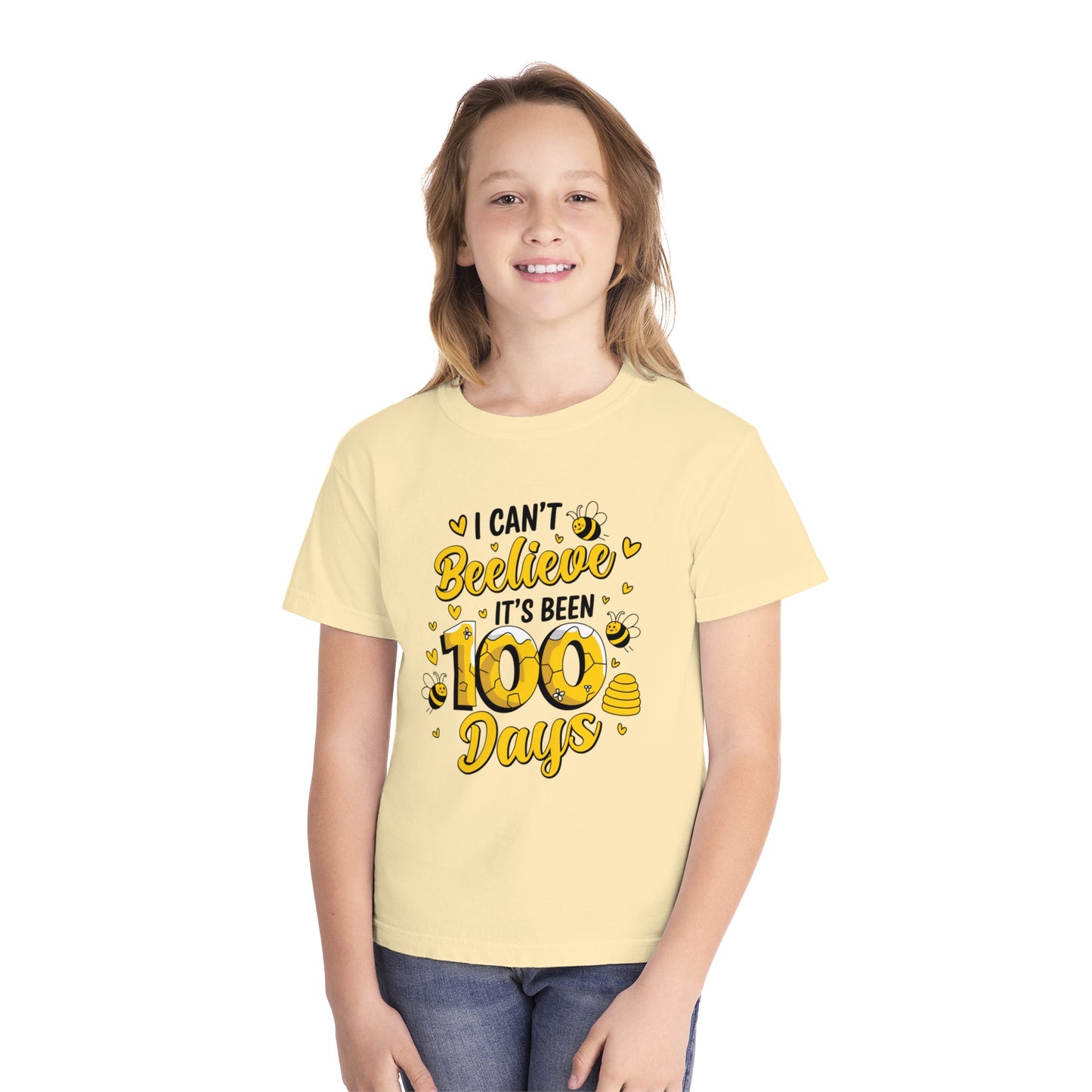 Youth I Can't Beelieve 100 Days Comfort Colors Tee